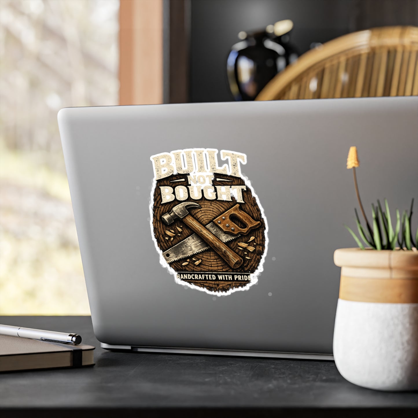 Carpenter Sticker Built Not Bought Woodworker Woodworking Vinyl Decals Waterproof for Laptop Water Bottle