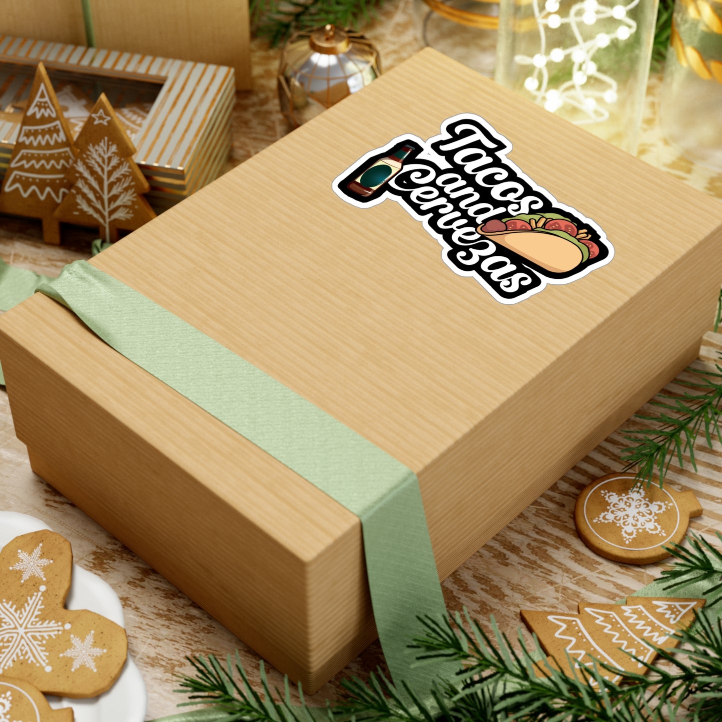Tacos and Cervezas - Taco Sticker for Wall, Laptop, Window, Truck, Car Taco Gift Vinyl Tacos Decal Sticker
