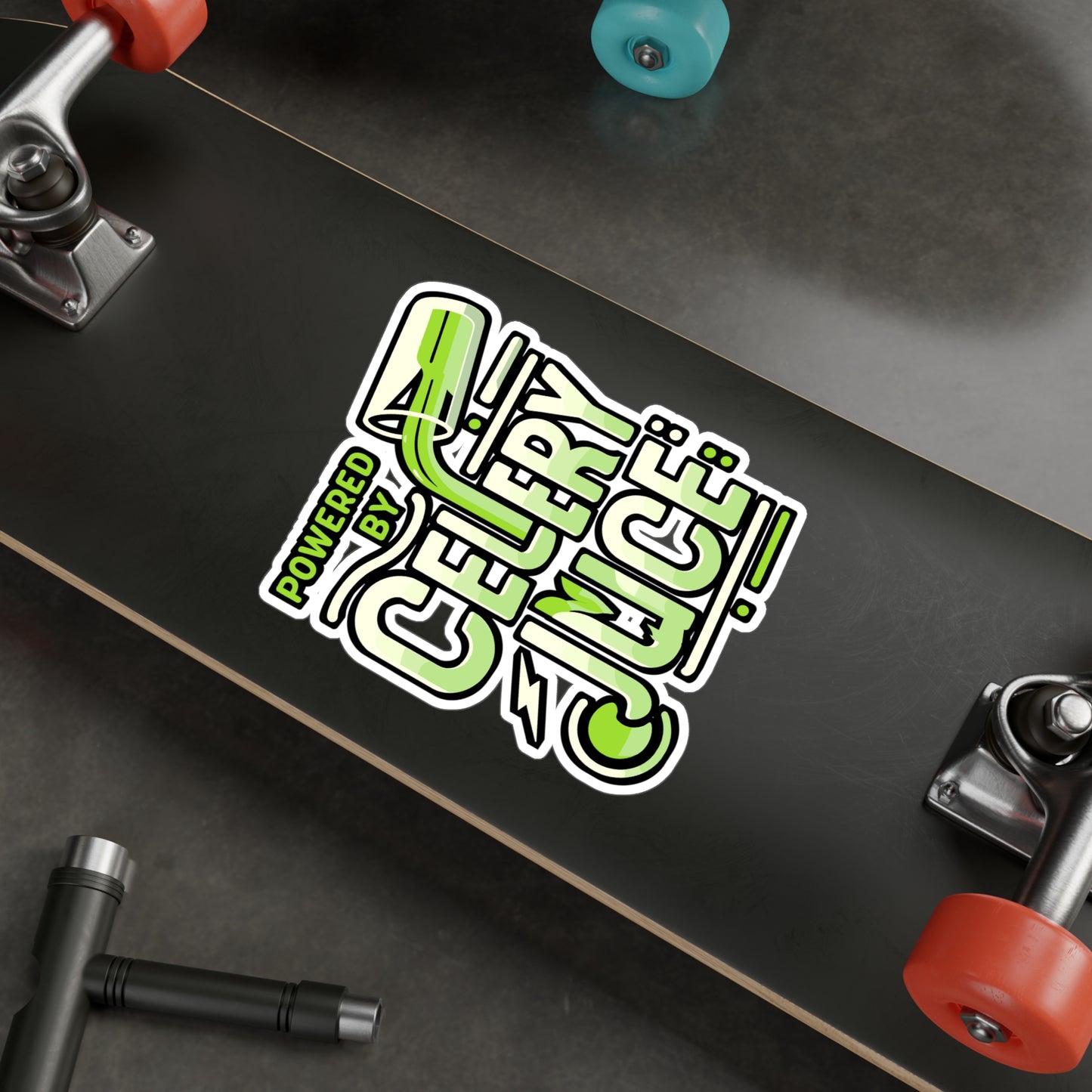 Powered by Celery Juice – Funny Vinyl Sticker for Laptop, Car Window or Water Bottle | Vegan Vegetable Decal Gift