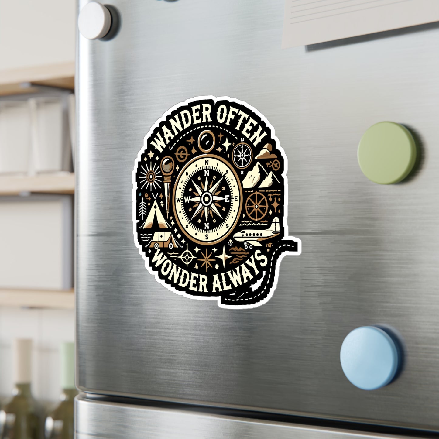 Wander Often, Wonder Always - Wander Sticker for Laptop Sticker. Water Bottle Sticker, Vinyl Wonder Decal - Wander Gift