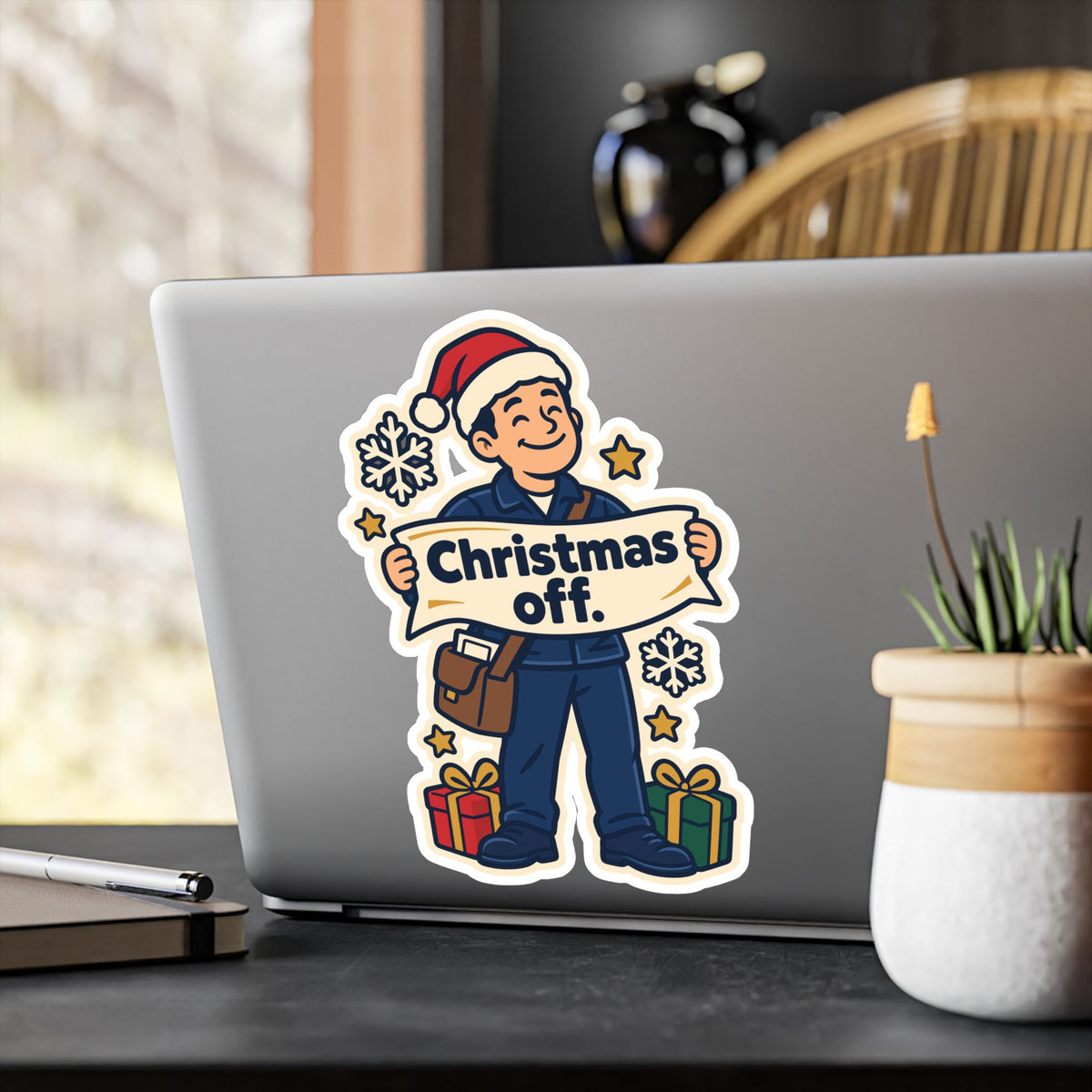 Postal Worker Sticker, Christmas Off Mailbox Decals for Laptop and Water Bottle, Waterproof Vinyl Rural Carrier Gift