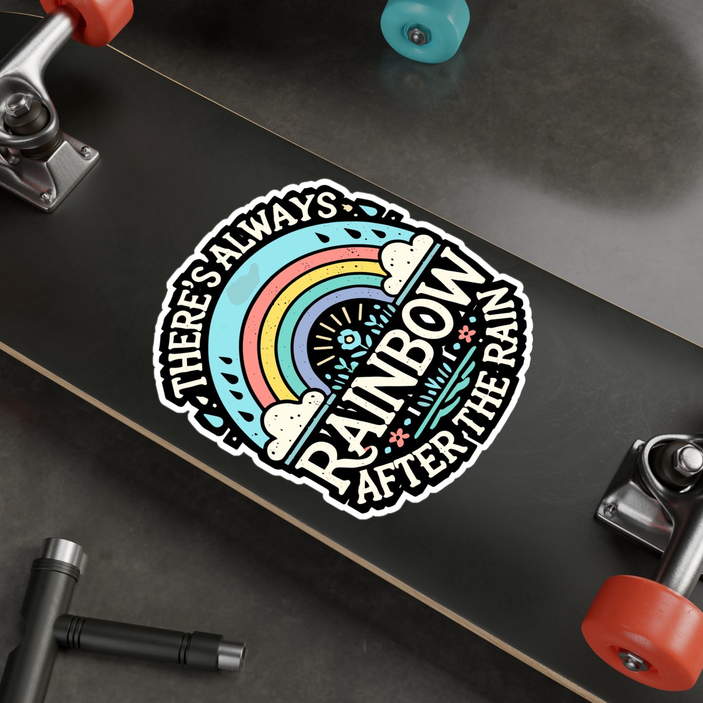 There’s Always a Rainbow After the Rain - Positivity Sticker for Laptop Sticker. Water Bottle Sticker, Vinyl Optimism Decal - Positivity Gift