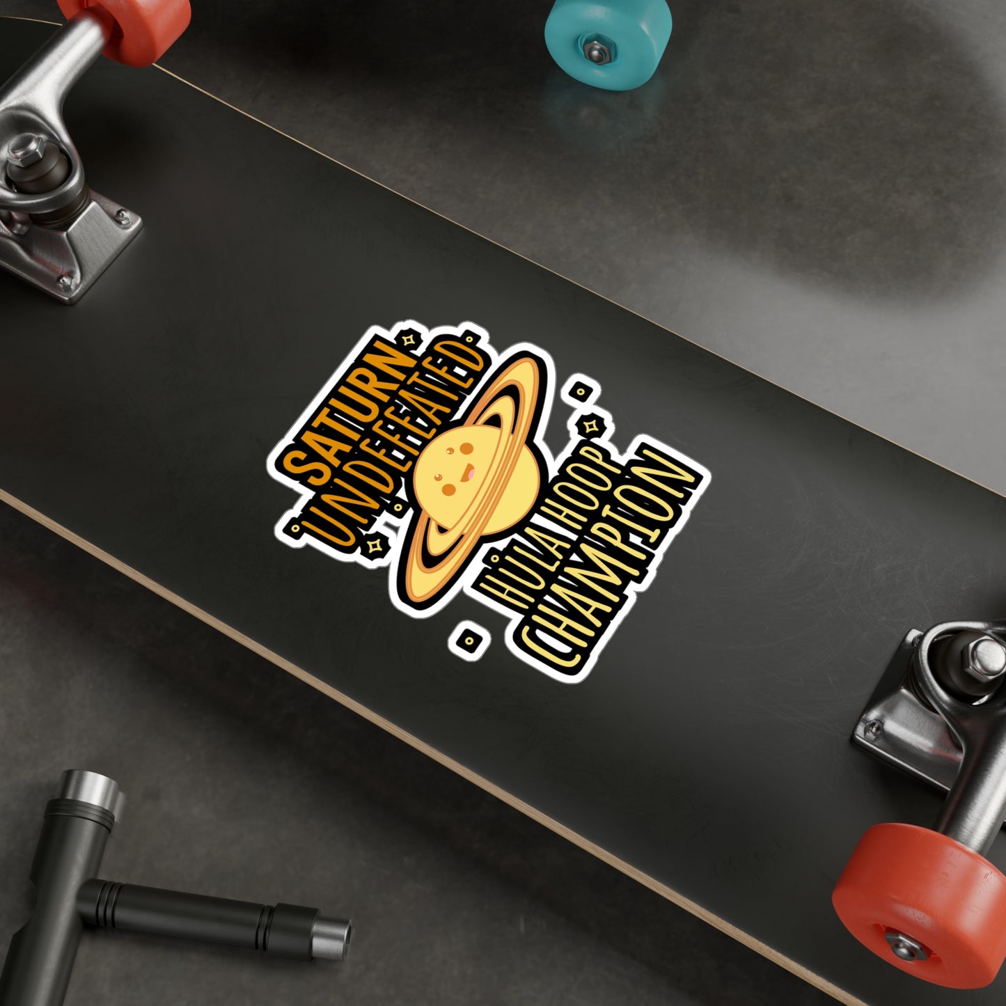 Saturn Undefeated Hula Hoop Champion - Astronaut Sticker for Wall, Laptop, Window, Truck, Car Astronaut Gift Vinyl Asteroid Decal Sticker