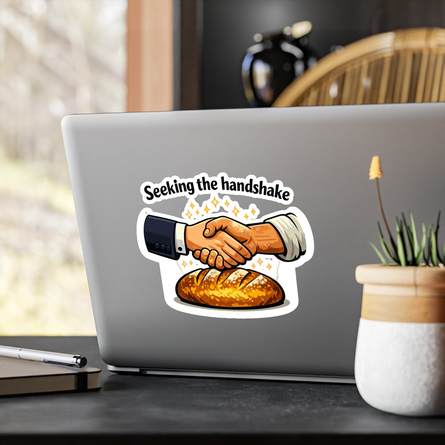 Baking Sticker Seeking the Handshake Sourdough Baker Funny Vinyl Waterproof Decals for Laptop Water Bottle, No Soggy Vibes
