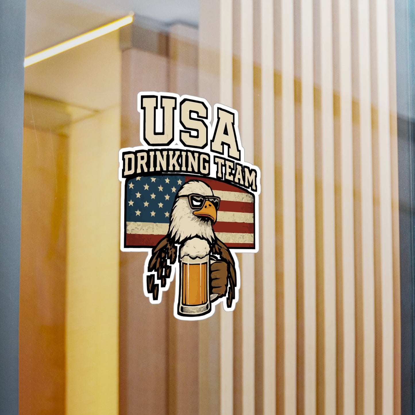 USA Drinking Team – Funny America Sticker for Car, Laptop, Water Bottle & Party Lover Gifts