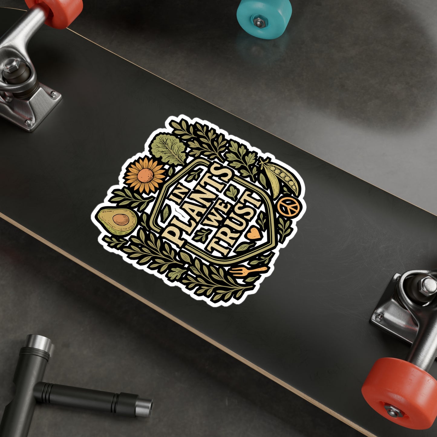 In Plants We Trust – Vegan Sticker for Car, Laptop, or Water Bottle | Vinyl Decal, Eco-Friendly Plant Lover Gift