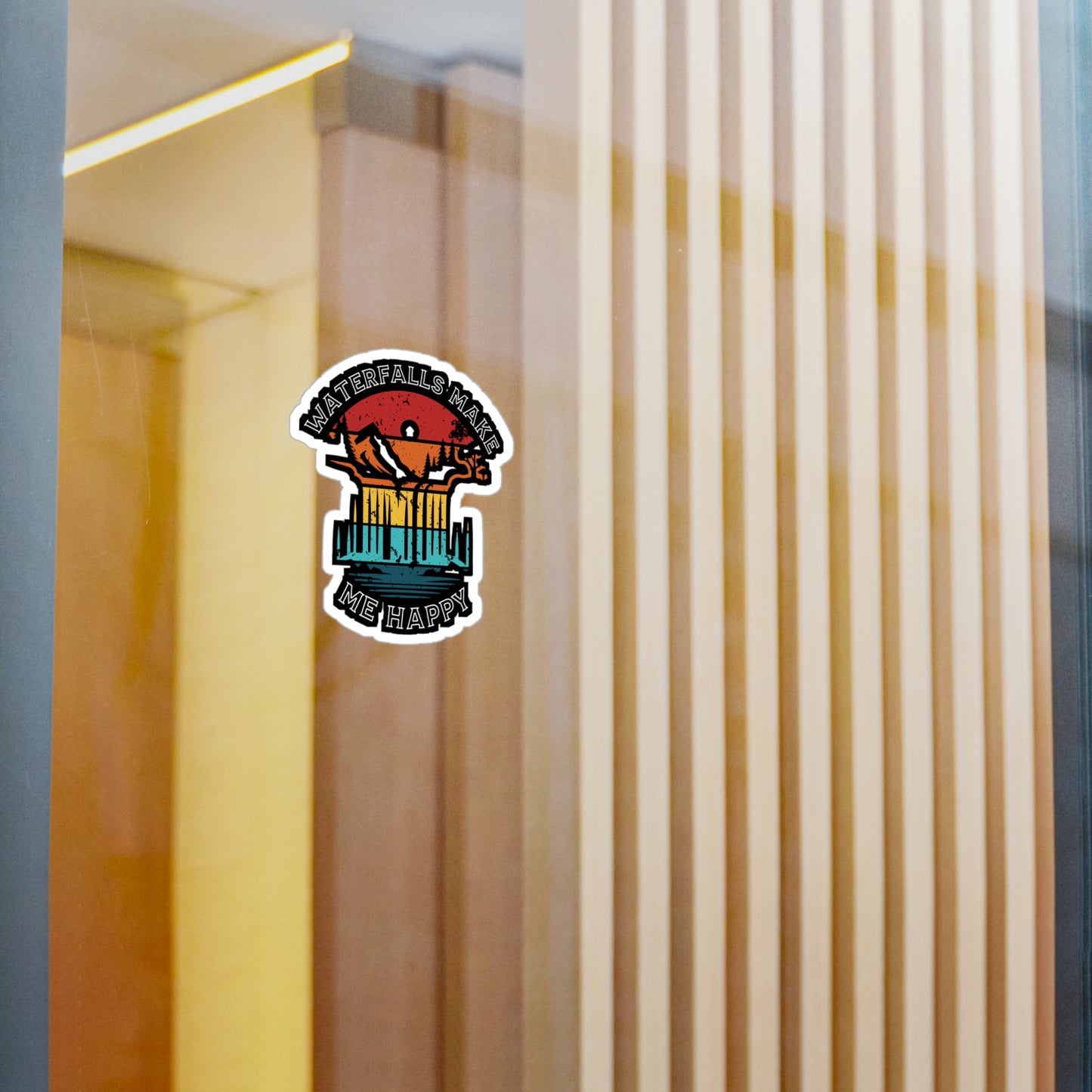 Waterfalls Make Me Happy - Camping Sticker for Laptop Sticker. Water Bottle Sticker, Vinyl Camper Decal - Camping Gift