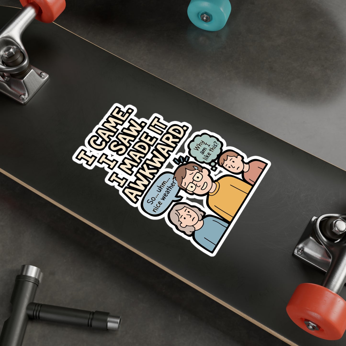 I Came I Saw I Made It Awkward - Awkward Sticker for Laptop, Water Bottle, Funny Gift for Teens, Introverts, Office Decor