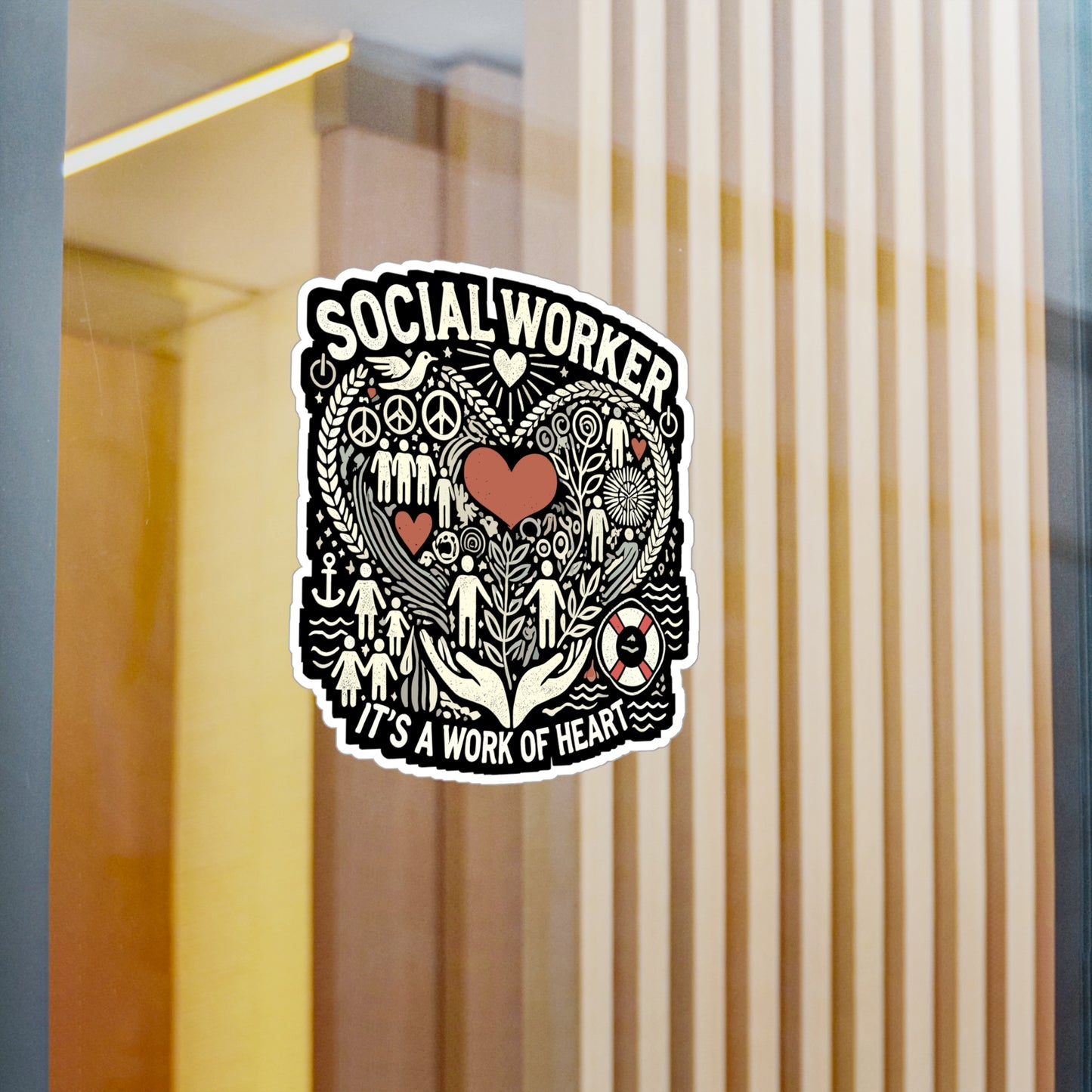 Social Worker It's A Work of Heart - Social worker Sticker for Laptop Sticker. Water Bottle Sticker, Vinyl Social work Decal - Social worker Gift