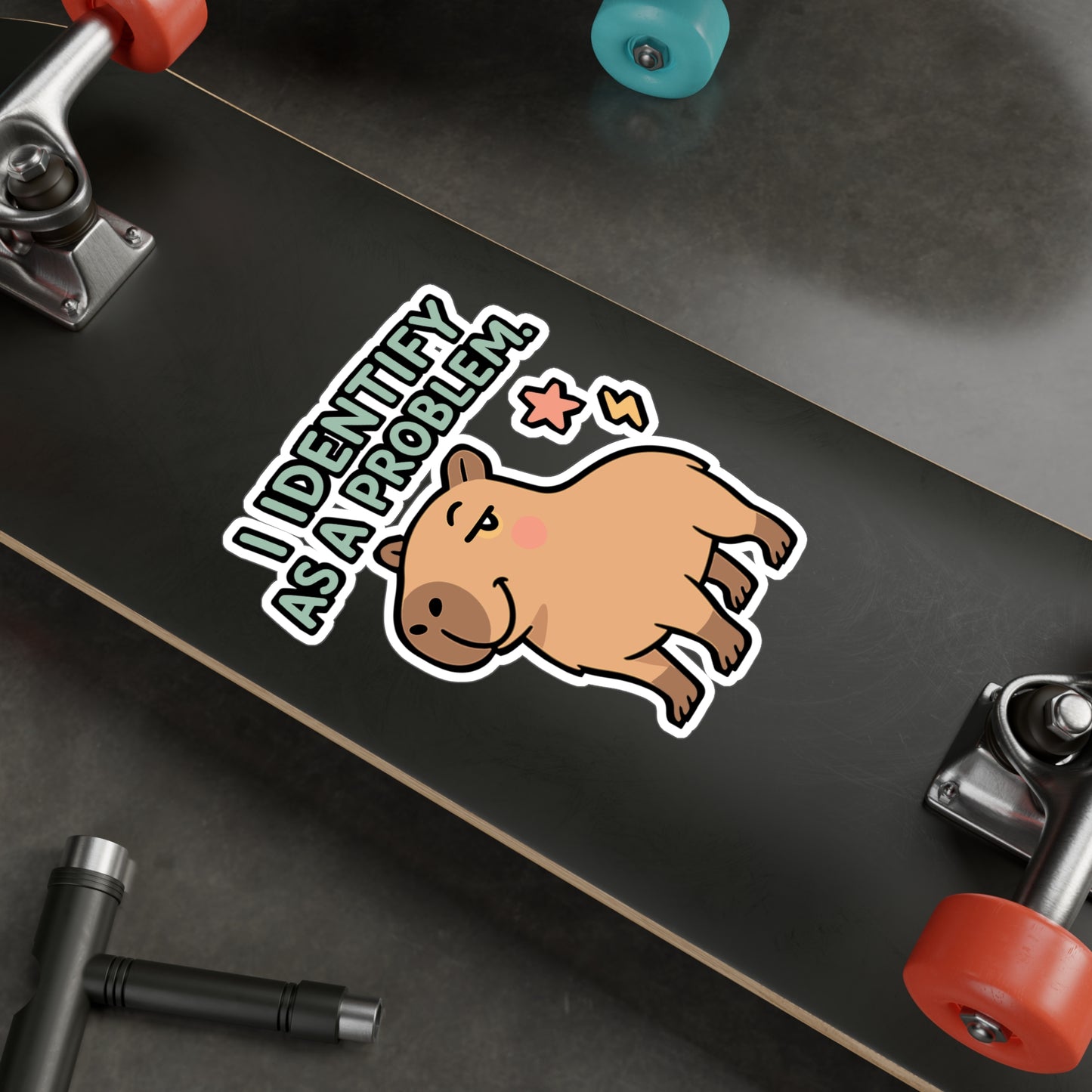 Goat Sticker "I Identify As A Problem" Decals – Sarcasm & Sass Attitude Vinyl, Waterproof, Perfect for Laptop or Water Bottle