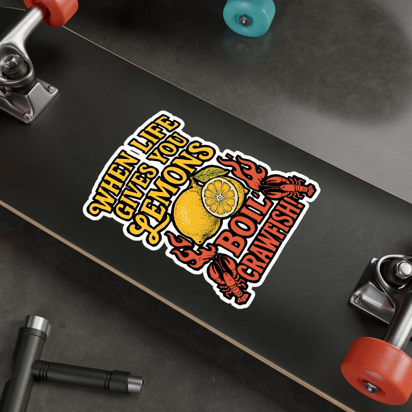 When Life Gives You Lemons, Boil Crawfish – Crawfish Sticker for Laptop or Water Bottle | Vinyl Crayfish Decal | Cajun Gift Idea