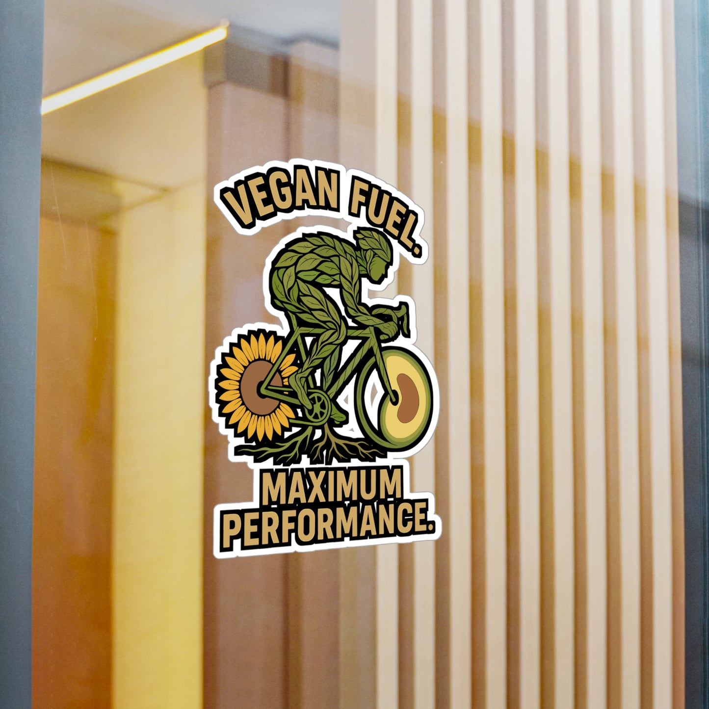 Vegan Fuel. Maximum Performance – Cycling Sticker for Laptop, Water Bottle or Helmet | Vinyl Vegan Decal & Eco Gift for Bikers