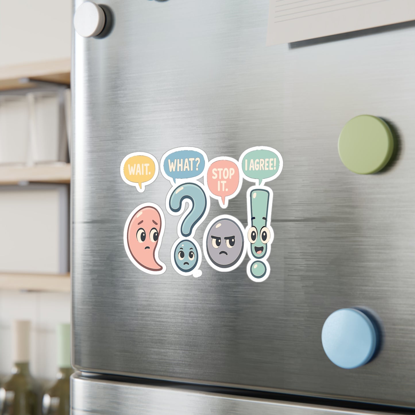 Punctuation Sticker – "Wait What" Decals for Grammar & Linguistics Fans, Waterproof Vinyl for Laptop, Water Bottle, Dialogue Lovers