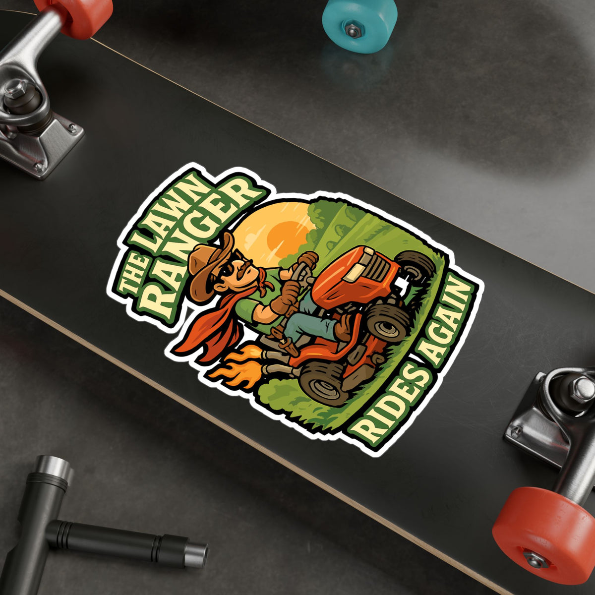 Lawn Ranger Sticker – The Lawn Ranger Rides Again Decals for Laptops & Water Bottles, Waterproof Vinyl, Gift for Landscapers & Lawn Enforcement Officer