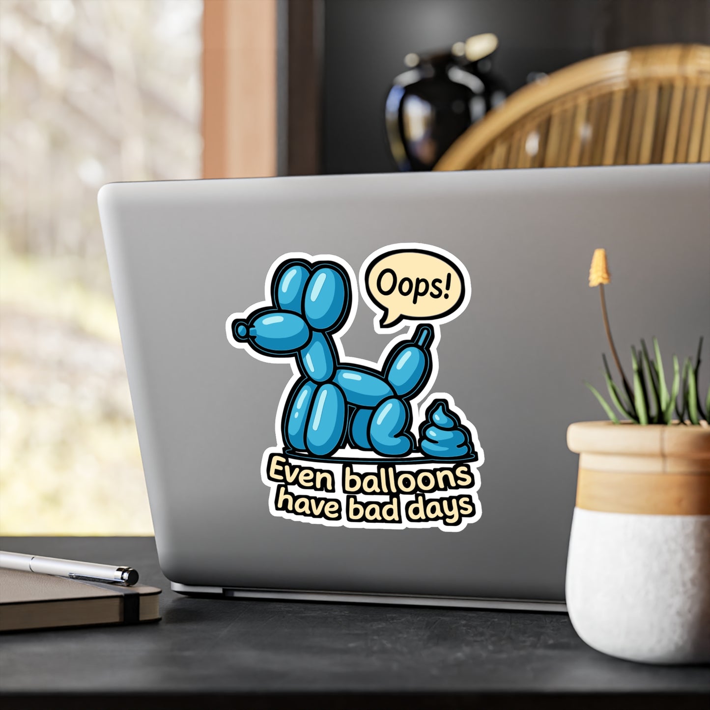 Blue Balloon Dog Poop - Playful Sticker for Laptops, Water Bottles - Fun Gift for Dog Lovers, Teens, Kids