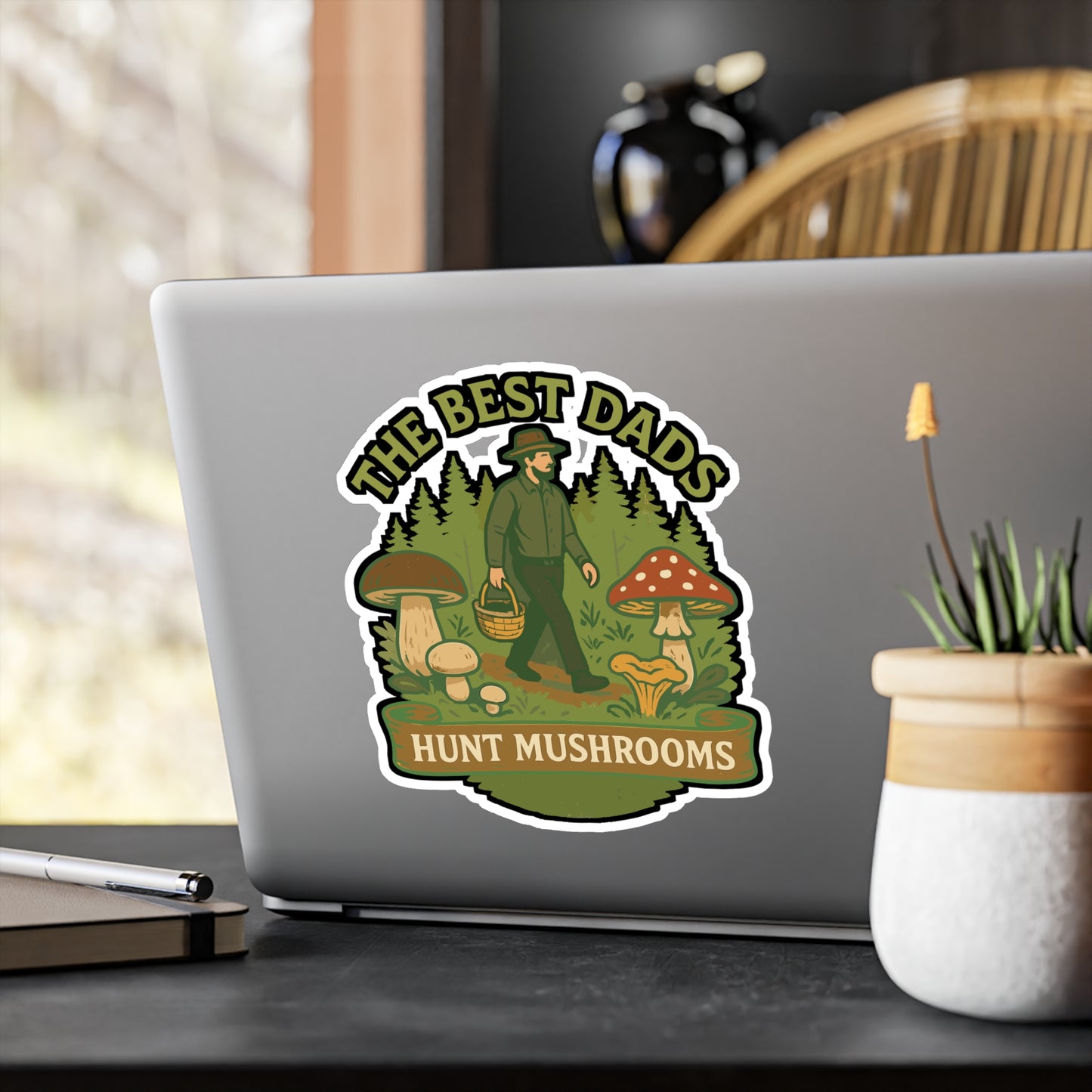 The best dads hunt mushrooms - Mushroom Hunting Sticker for Water Bottle, Laptop – Gift for Dad, Outdoorsman, Mushroom Lover