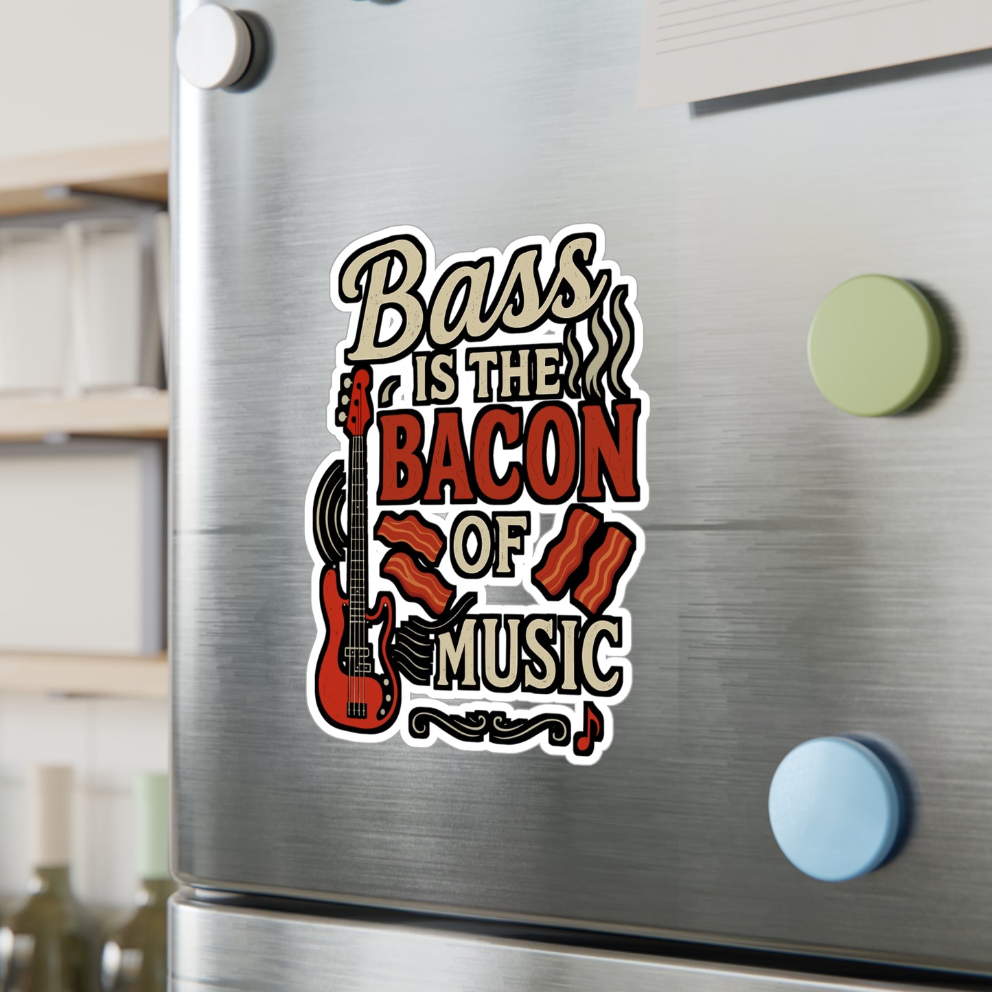 Bass Is the Bacon of Music – Bass Sticker for Laptop, Water Bottle & Music Lover Gifts