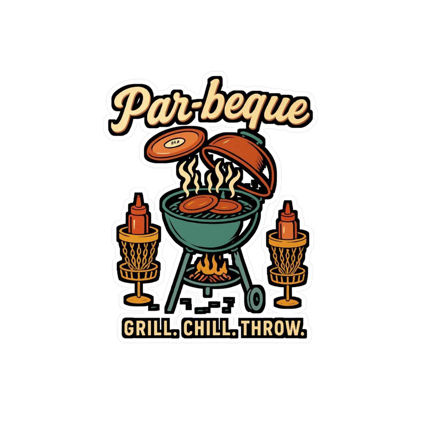 Disc Golf Sticker – "Par Beque" Vinyl Decals for Frisbee Player, Outdoors Waterproof Decor for Laptop, Water Bottle