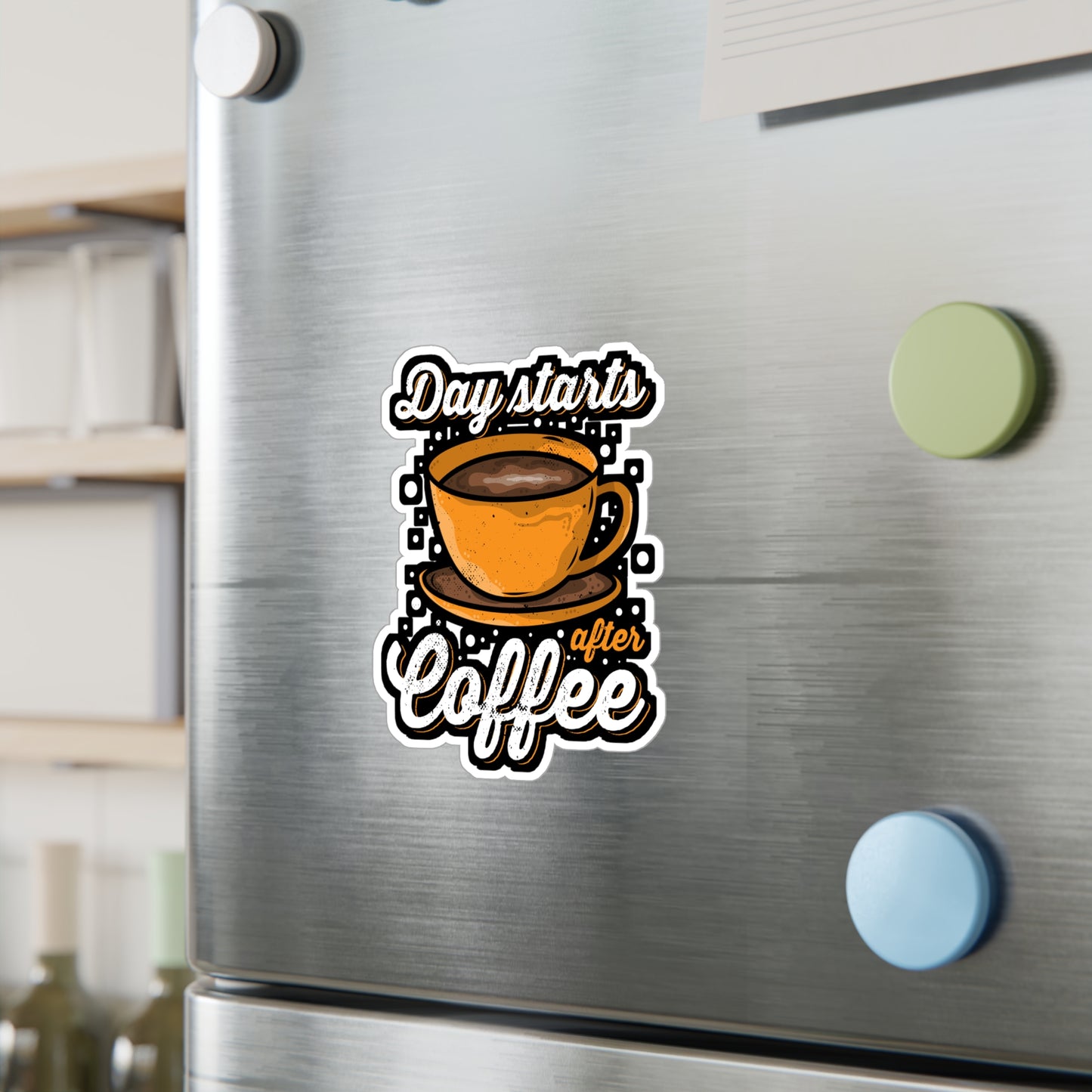 Day starts after Coffee - Coffee Sticker for Laptop Sticker. Water Bottle Sticker, Vinyl Cappuccino Decal - Coffee Gift