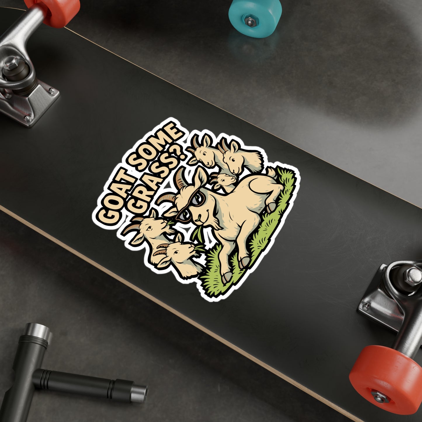 Goat Some Grass? – Funny Goat Sticker for Car, Laptop, or Water Bottle | Vinyl Farm Animal Decal | Alpine Goat Gift