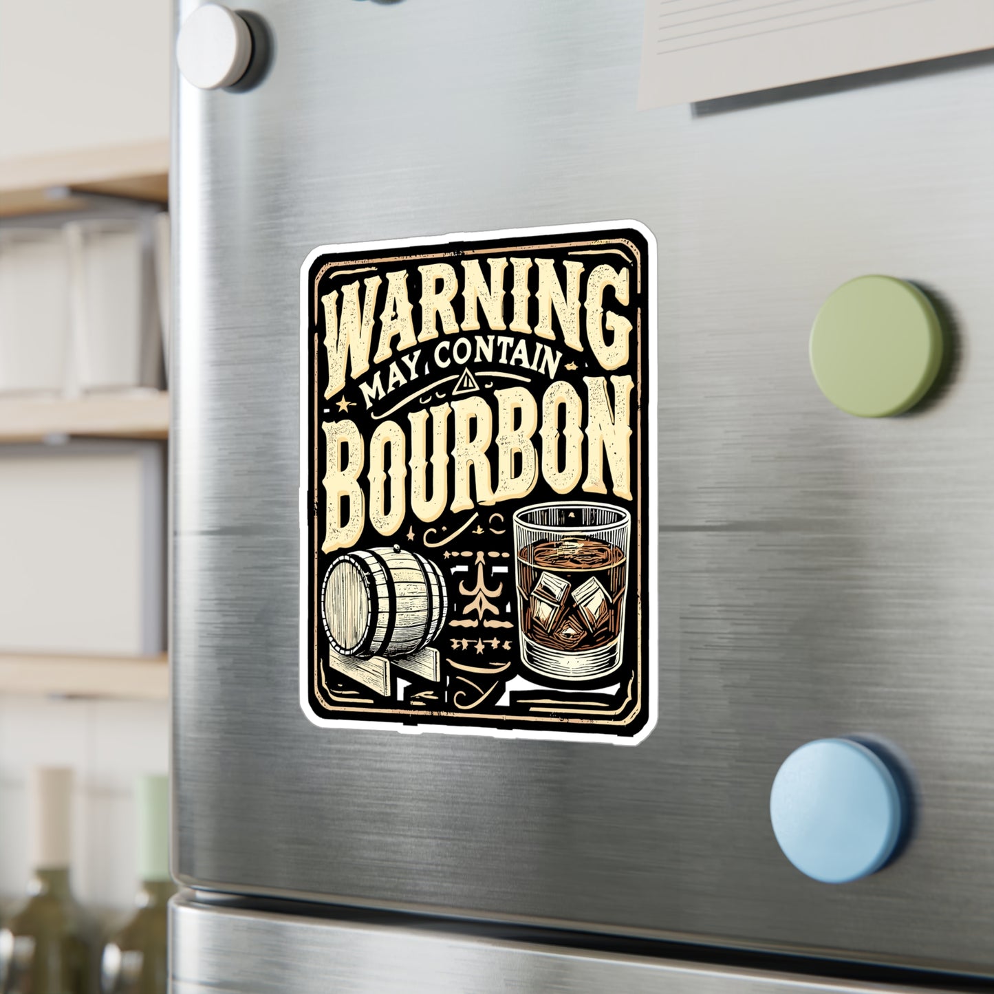 Warning May Contain Bourbon - Bourbon Sticker for Laptop Sticker. Water Bottle Sticker, Vinyl Whiskey Decal - Bourbon Gift