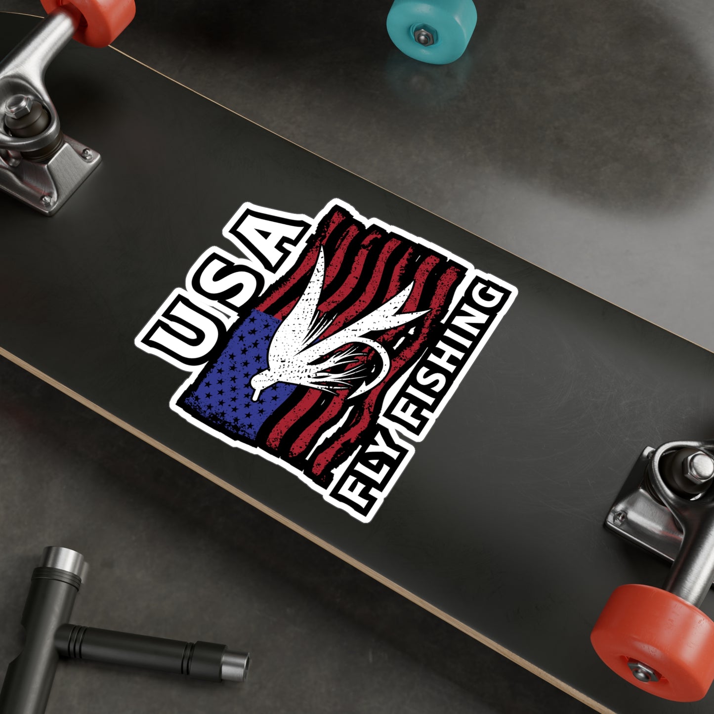 USA Fly Fishing | Fishing Sticker | Angling Decals | Lake Laptop Sticker | Fishing Gift | Angling Gift