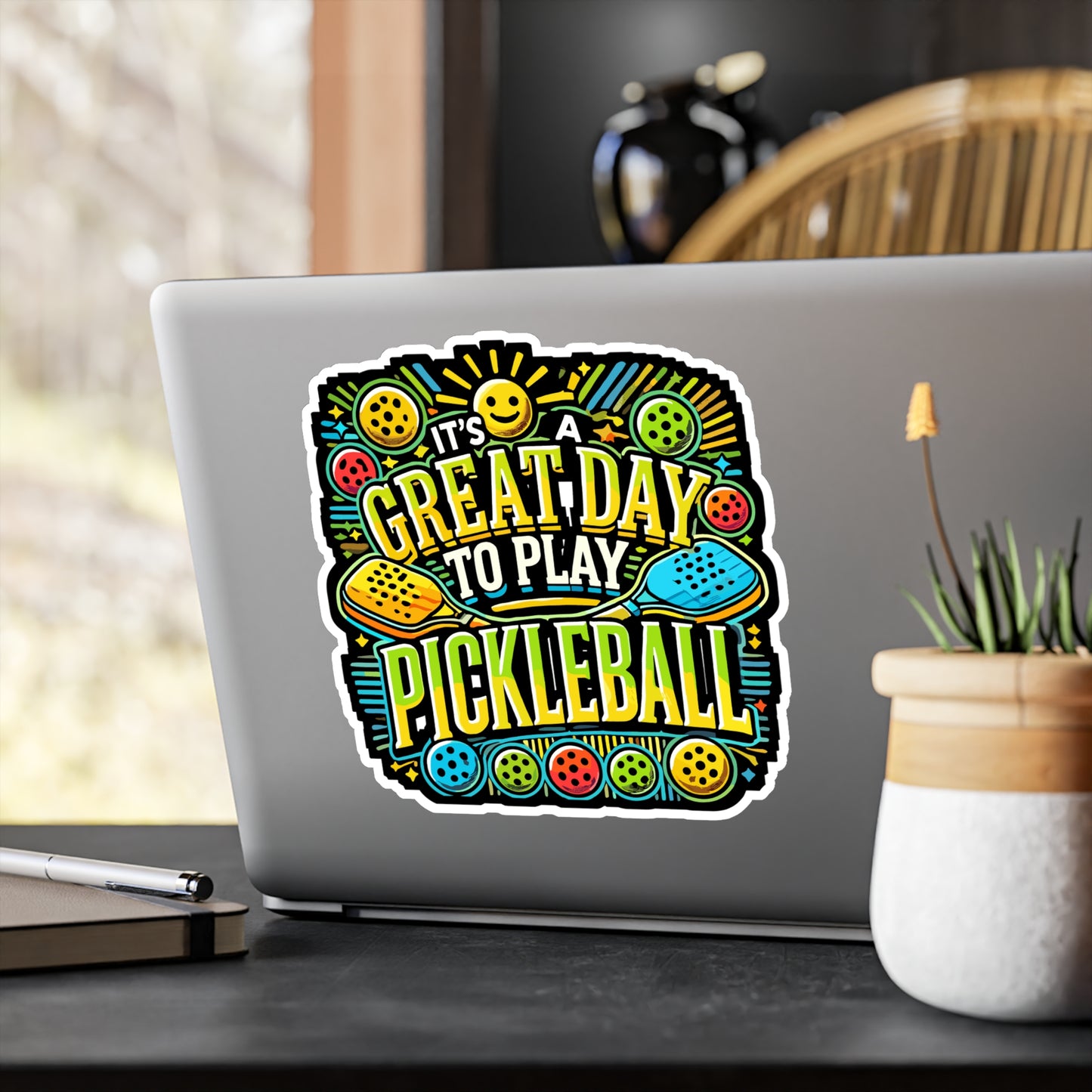 It's a Great Day To Play Pickleball - Pickleball Sticker for Laptop Sticker. Water Bottle Sticker, Vinyl Dink Decal - Pickleball Gift