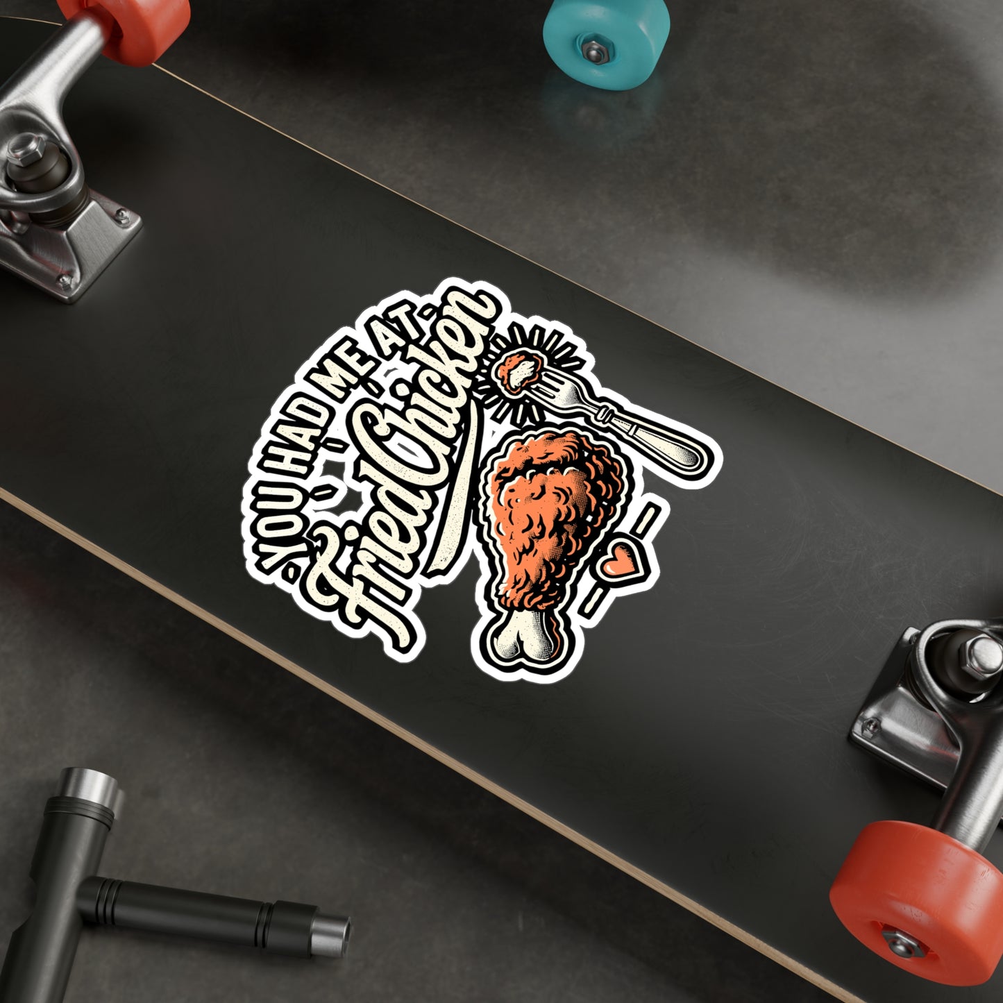 You Had Me At Fried Chicken – Vinyl Sticker for Laptop & Water Bottle | Funny Fried Chicken Gift with Wings Decal