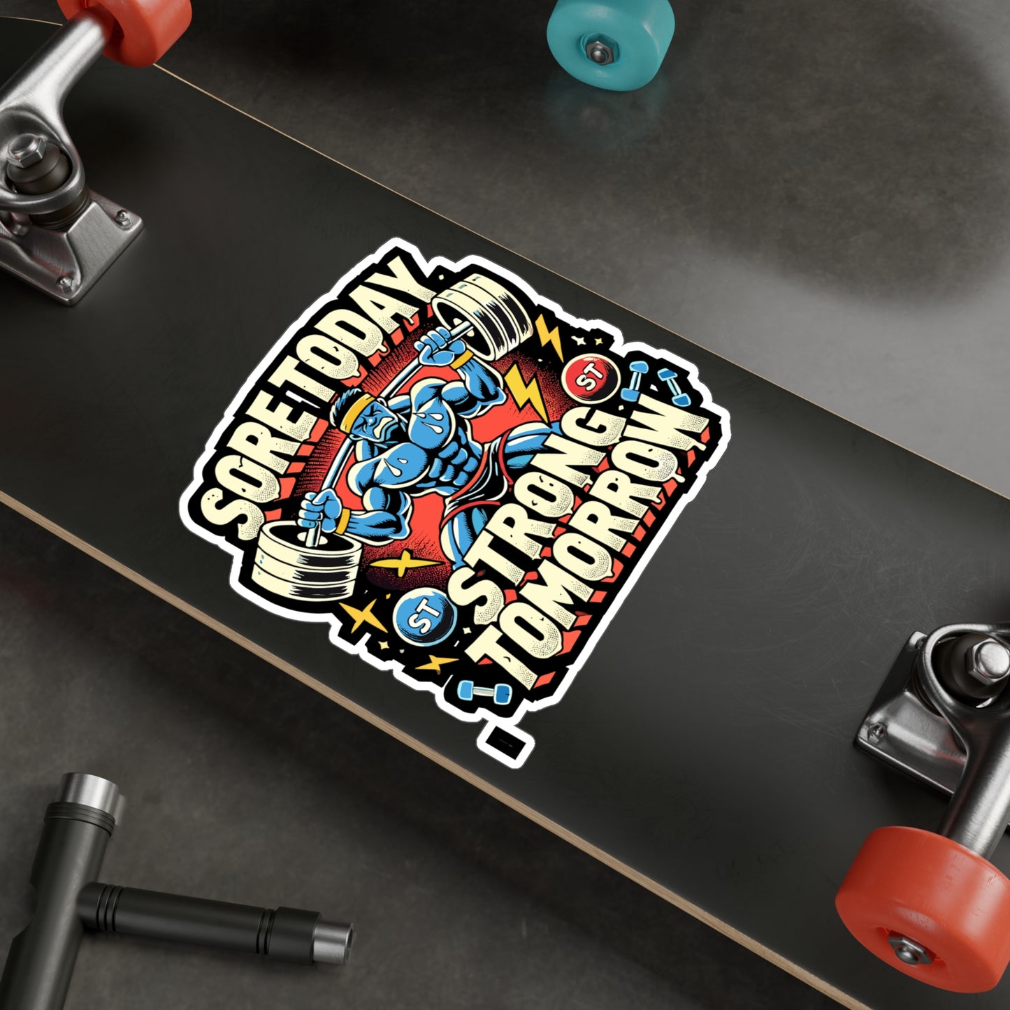 Sore Today, Strong Tomorrow - Fitness Sticker for Laptop Sticker. Water Bottle Sticker, Vinyl Workout Decal - Fitness Gift
