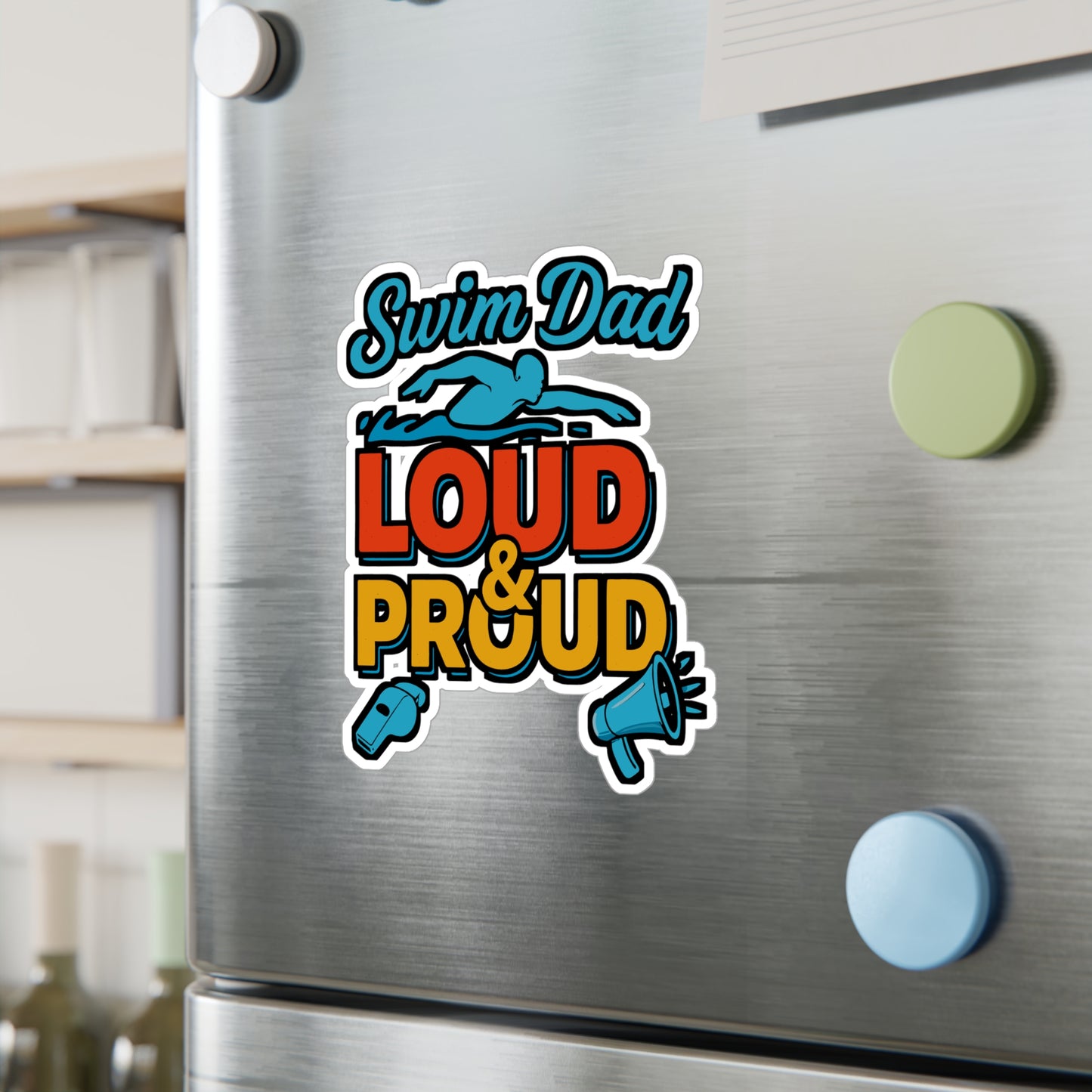 Swim Dad Loud & Proud – Swimming Sticker for Laptop, Water Bottle & Vinyl Decal | Mermaid Swim Gift
