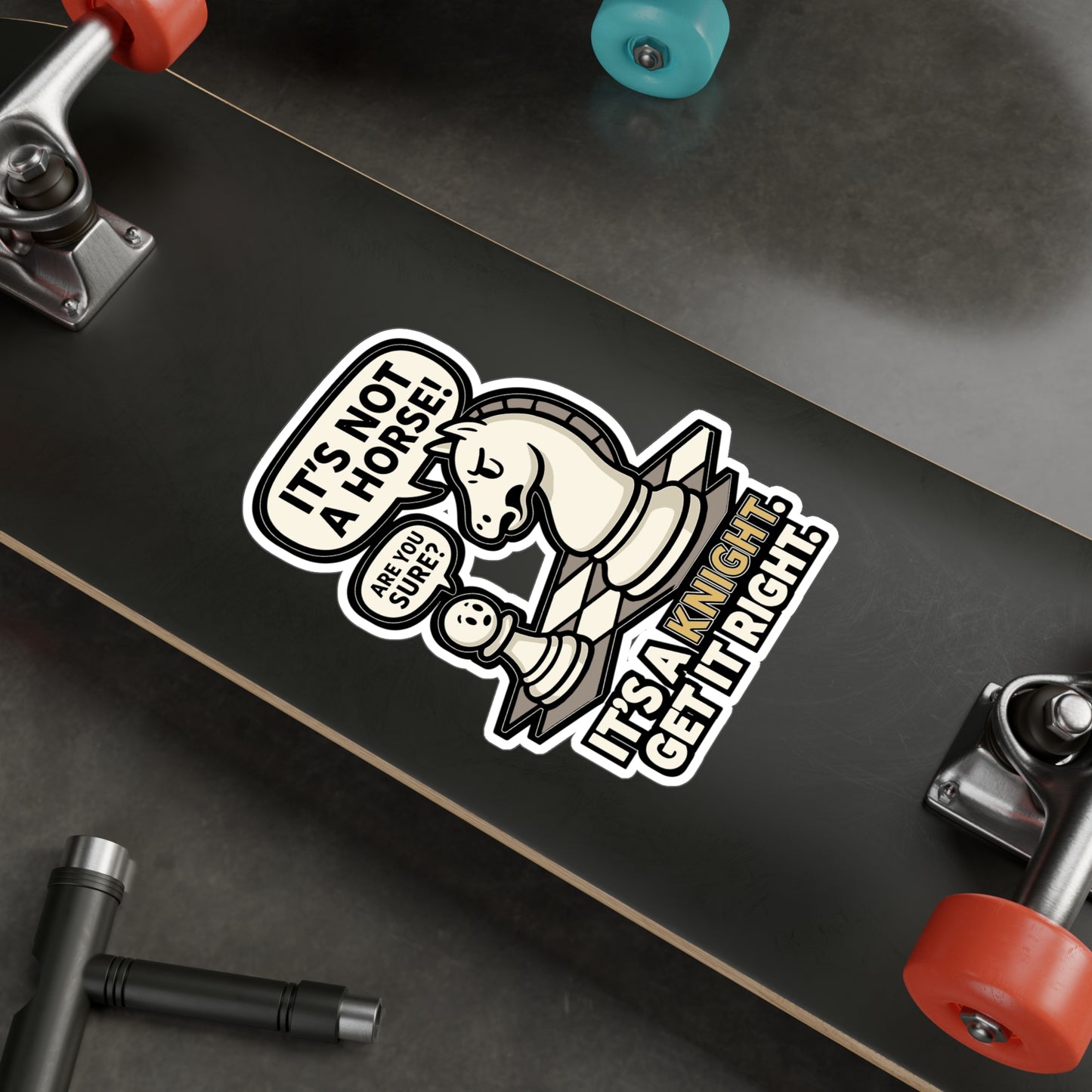 It's Not A Horse - Chess Sticker for Laptop, Water Bottle - Funny Gift for Chess Lovers, Players & Coaches