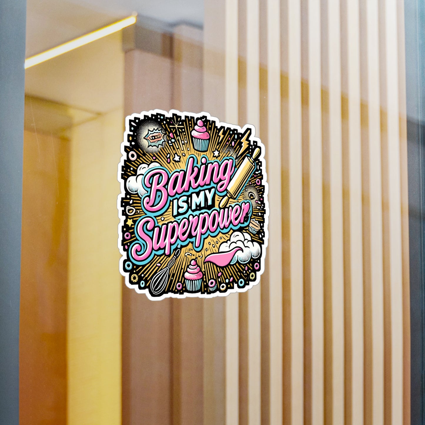 Baking Is My Superpower - Baking Sticker for Laptop Sticker. Water Bottle Sticker, Vinyl Baker Decal - Baking Gift