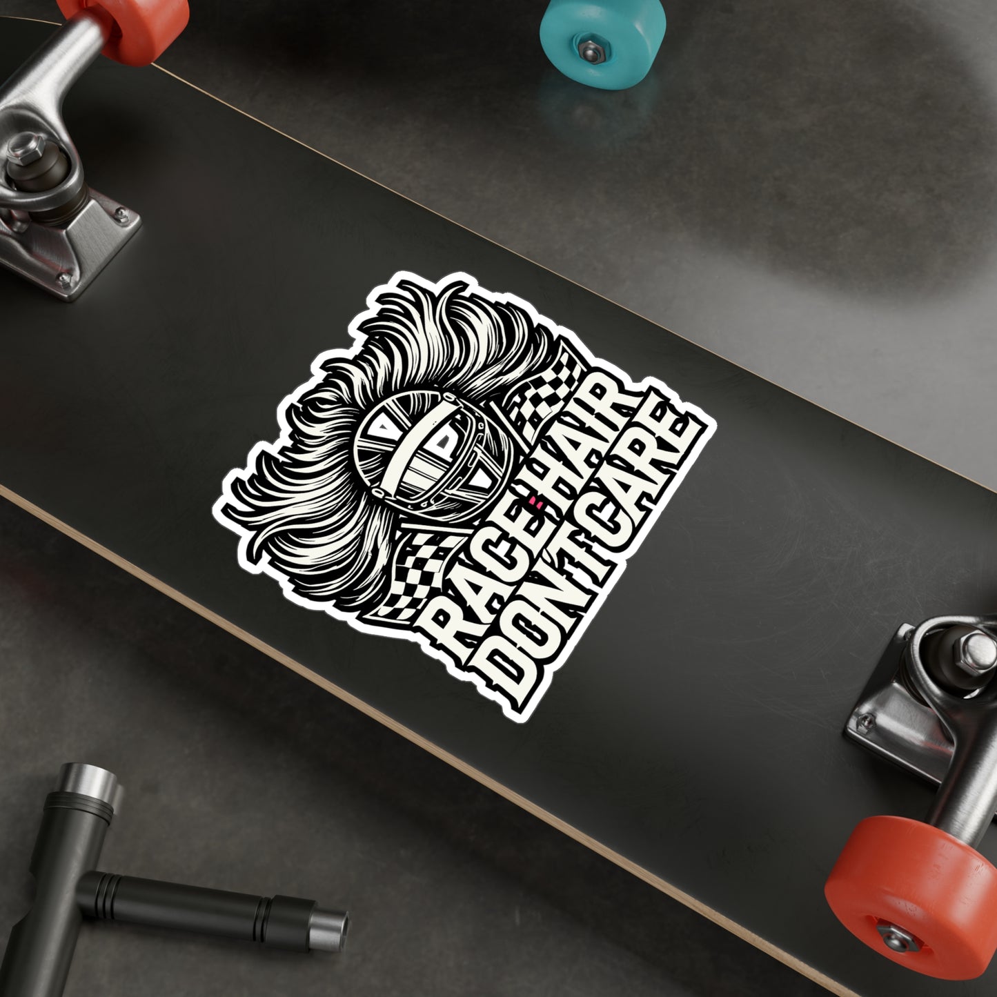 Race Hair Don't Care – Horsepower Sticker for Laptop & Water Bottle | Vinyl Street Racing Decal | Car Enthusiast Gift