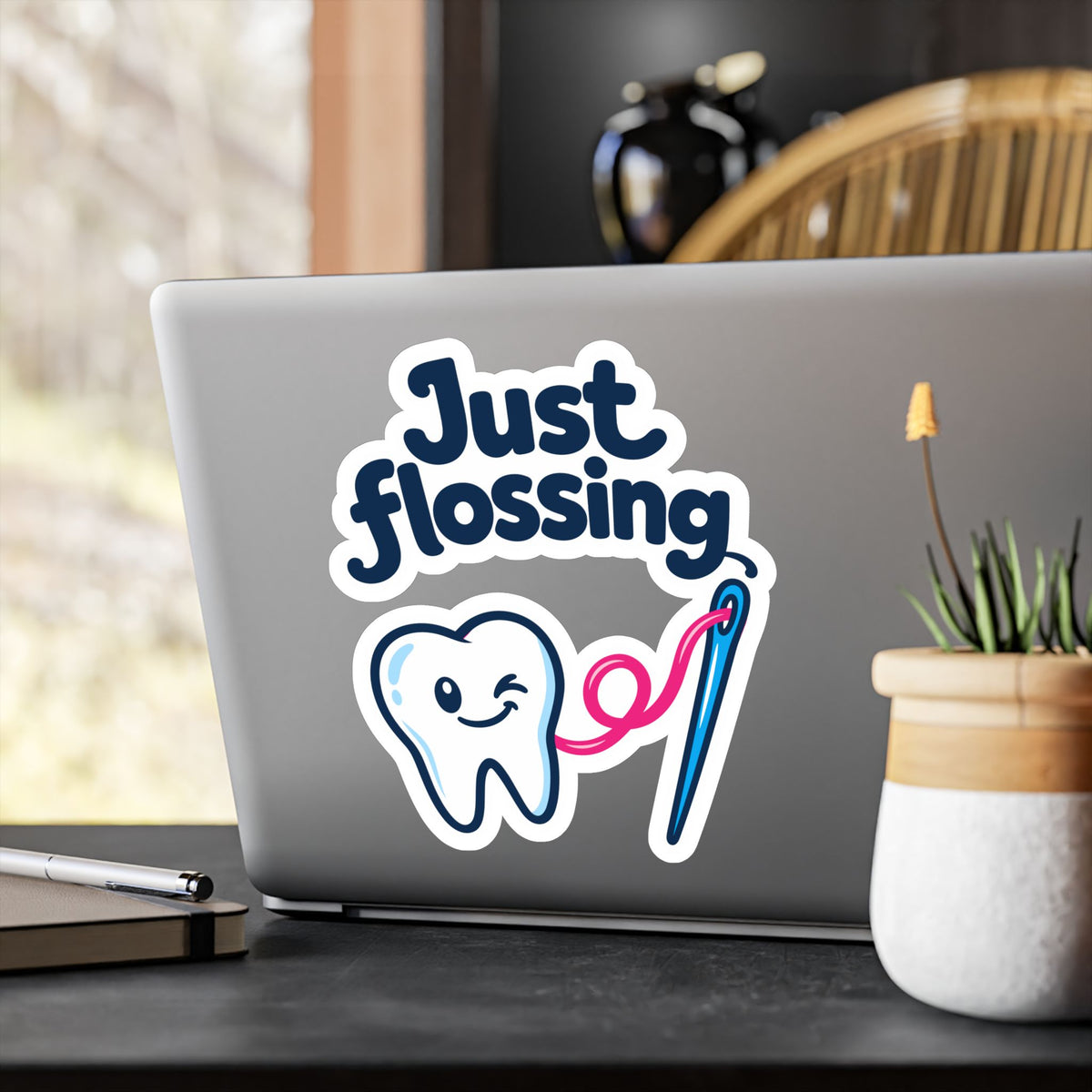Embroidery Sticker – Just Flossing Needlework Design for Stitching and Crafting Fans, Laptop and Water Bottle decals