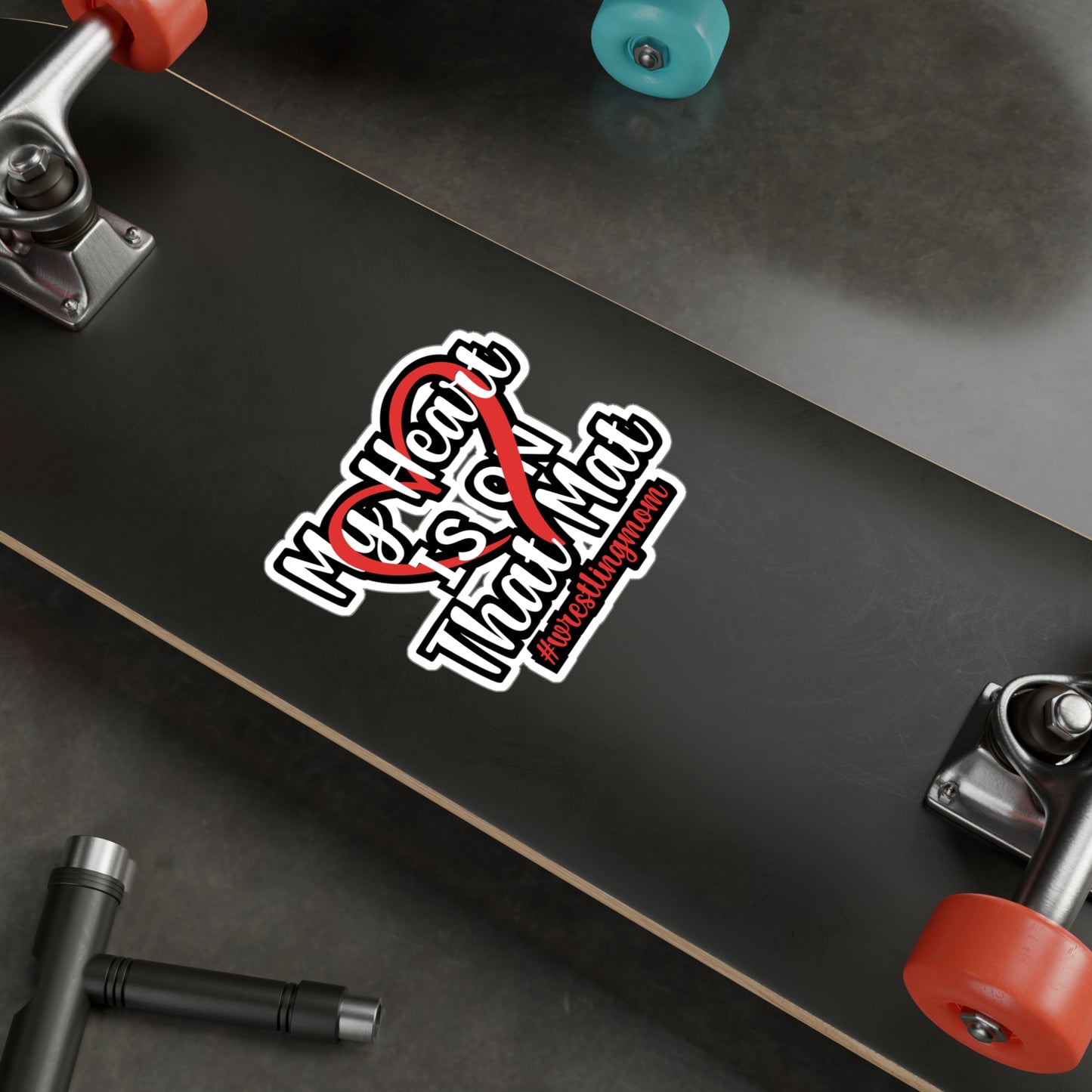 My Heart is on That Mat - Wrestle Sticker for Wall, Laptop, Window, Truck, Car Wrestle Gift Vinyl Wrestling Decal Sticker