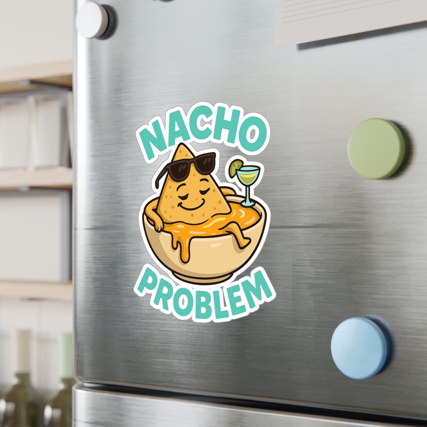 Nachos Sticker Decals – "Nacho Problem" Cheese Pun Snack Design – Waterproof Vinyl for Laptop, Water Bottle
