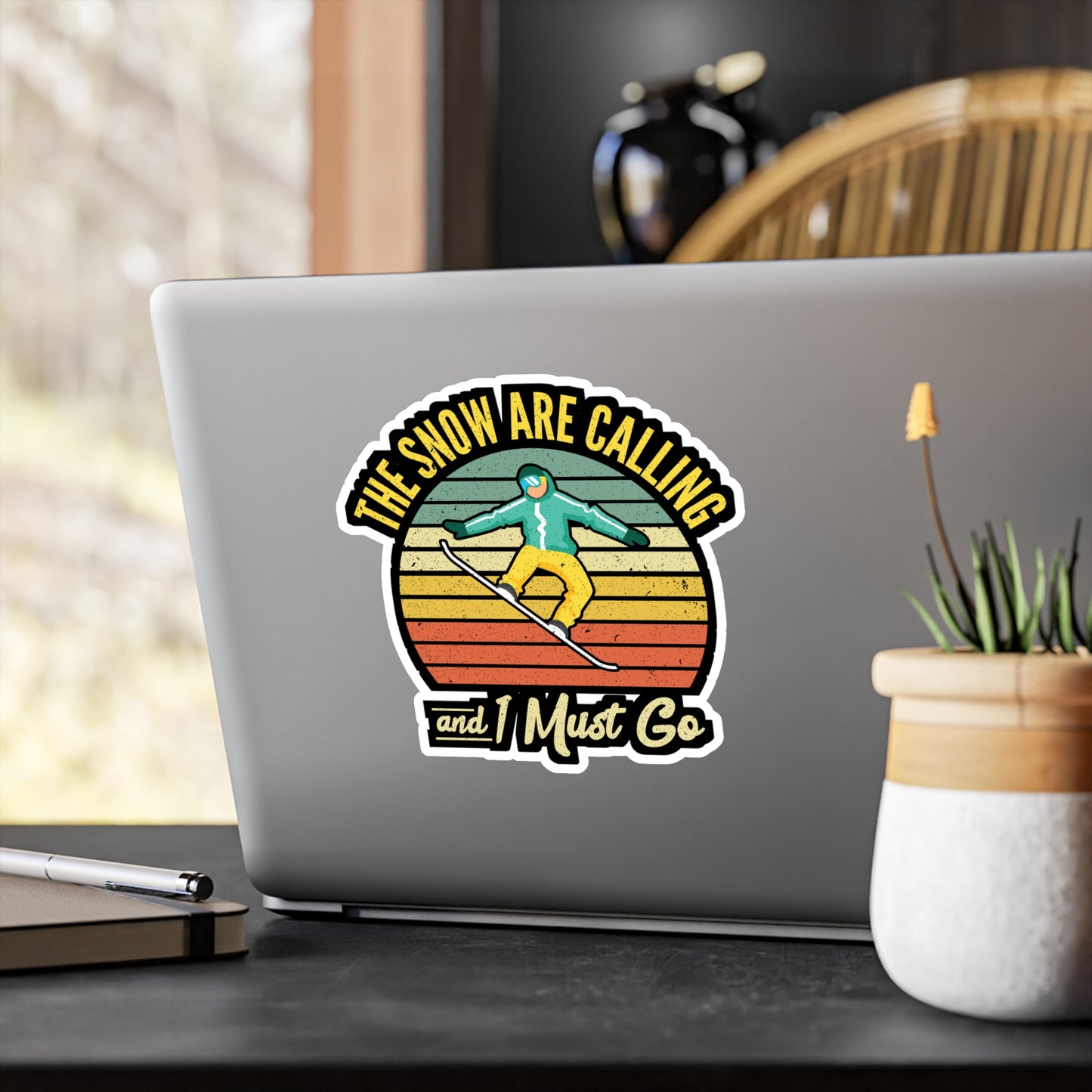 The Snow Are Calling and i Must Go - Snowboarding Sticker for Laptop Sticker. Water Bottle Sticker, Vinyl Snowboarders Decal - Snowboarding Gift