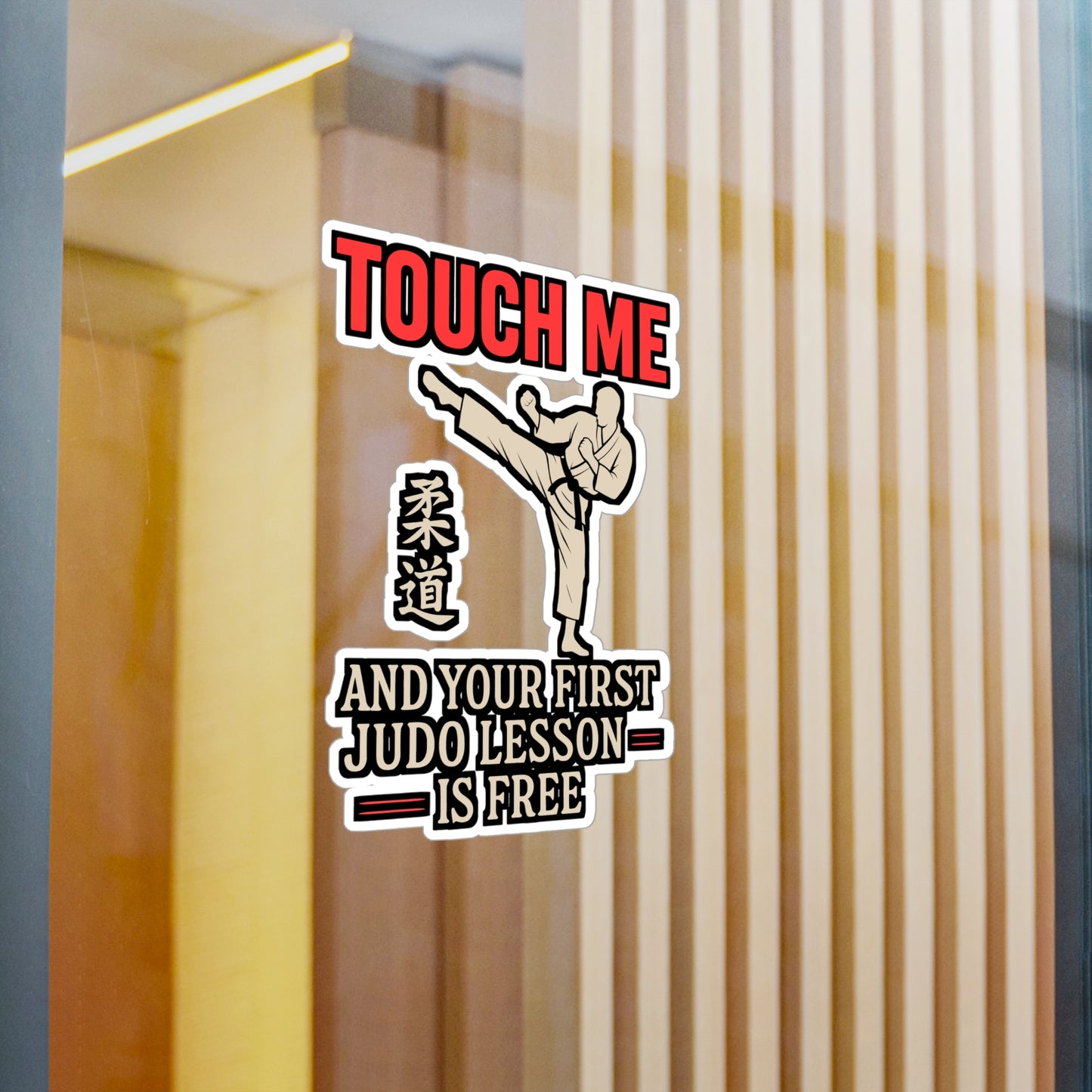 Touch Me and Your First Judo Lesson Is Free – Martial Arts Sticker for Laptop or Water Bottle | Karate, Judo, Taekwondo Gift