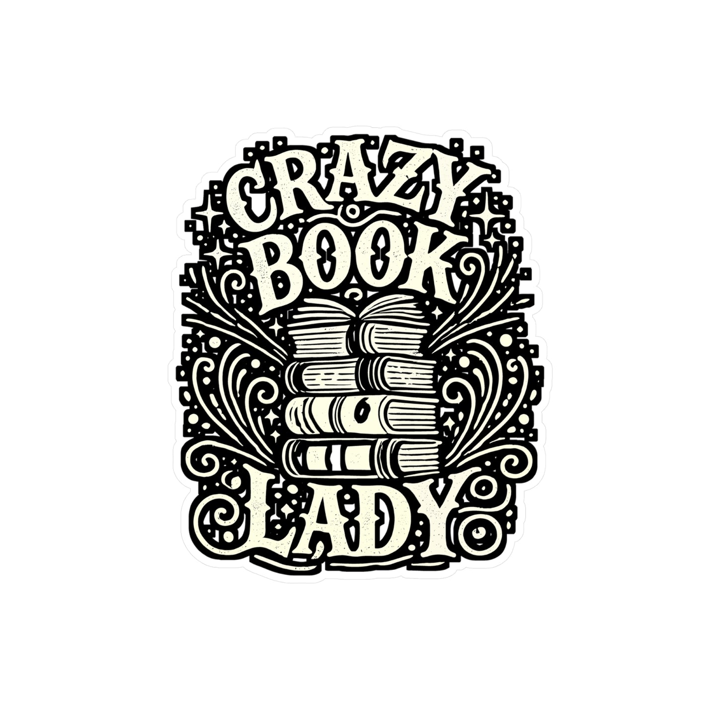 Crazy Book Lady – Vinyl Book Sticker for Car Window, Laptop, or Water Bottle | Reading Decal, Librarian Gift