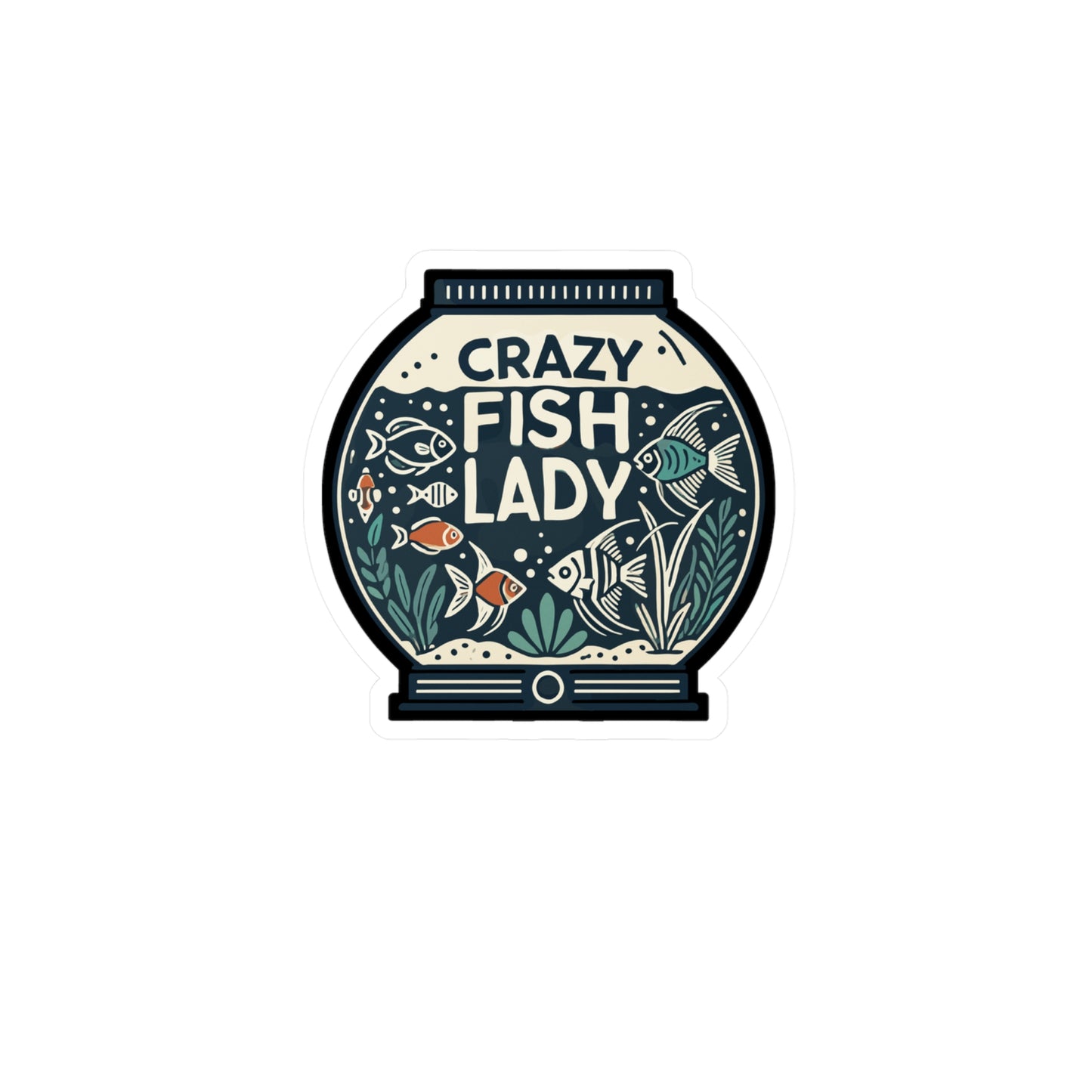 Crazy Fish Lady - Aquarist Sticker for Car Laptop Sticker. Water Bottle Sticker, Vinyl Aquarium Decal - Aquarist Gift