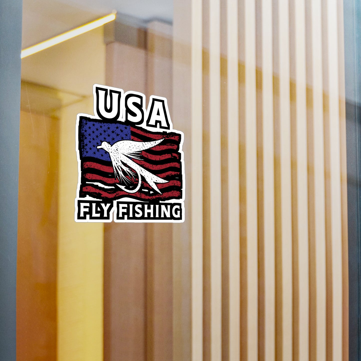USA Fly Fishing | Fishing Sticker | Angling Decals | Lake Laptop Sticker | Fishing Gift | Angling Gift