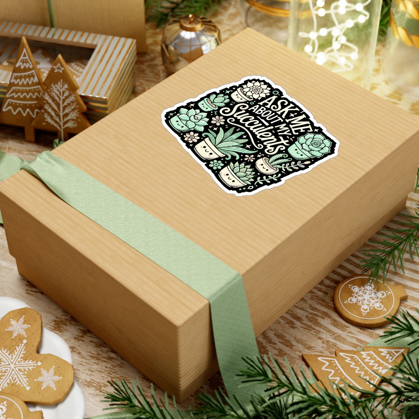 Ask Me About My Succulents - Succulents Sticker for Laptop Sticker. Water Bottle Sticker, Vinyl Plant lovers Decal - Succulents Gift