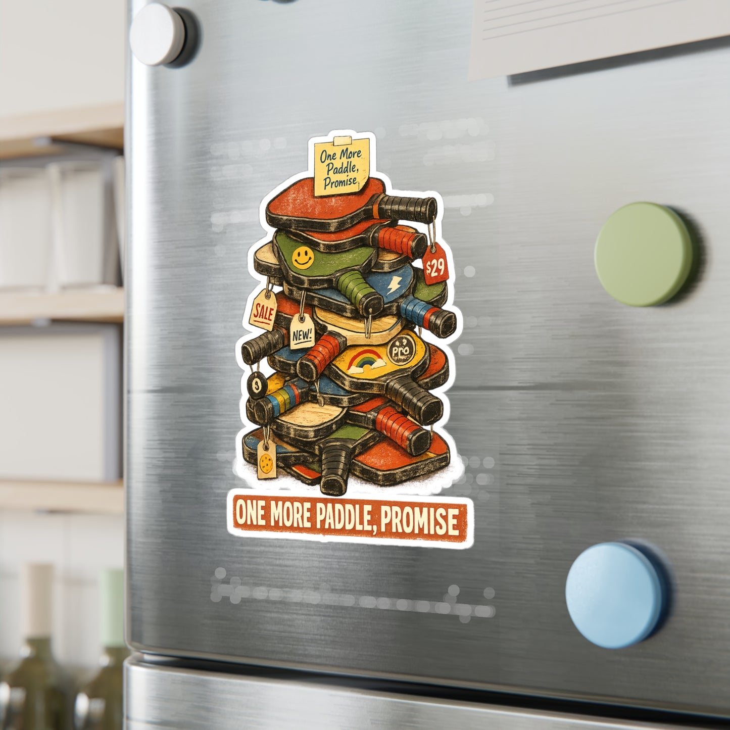 Pickleball Sticker “One More Paddle, Promise” Funny Pickle Athlete Decals Waterproof Vinyl for Laptop, Water Bottle Competition Gear