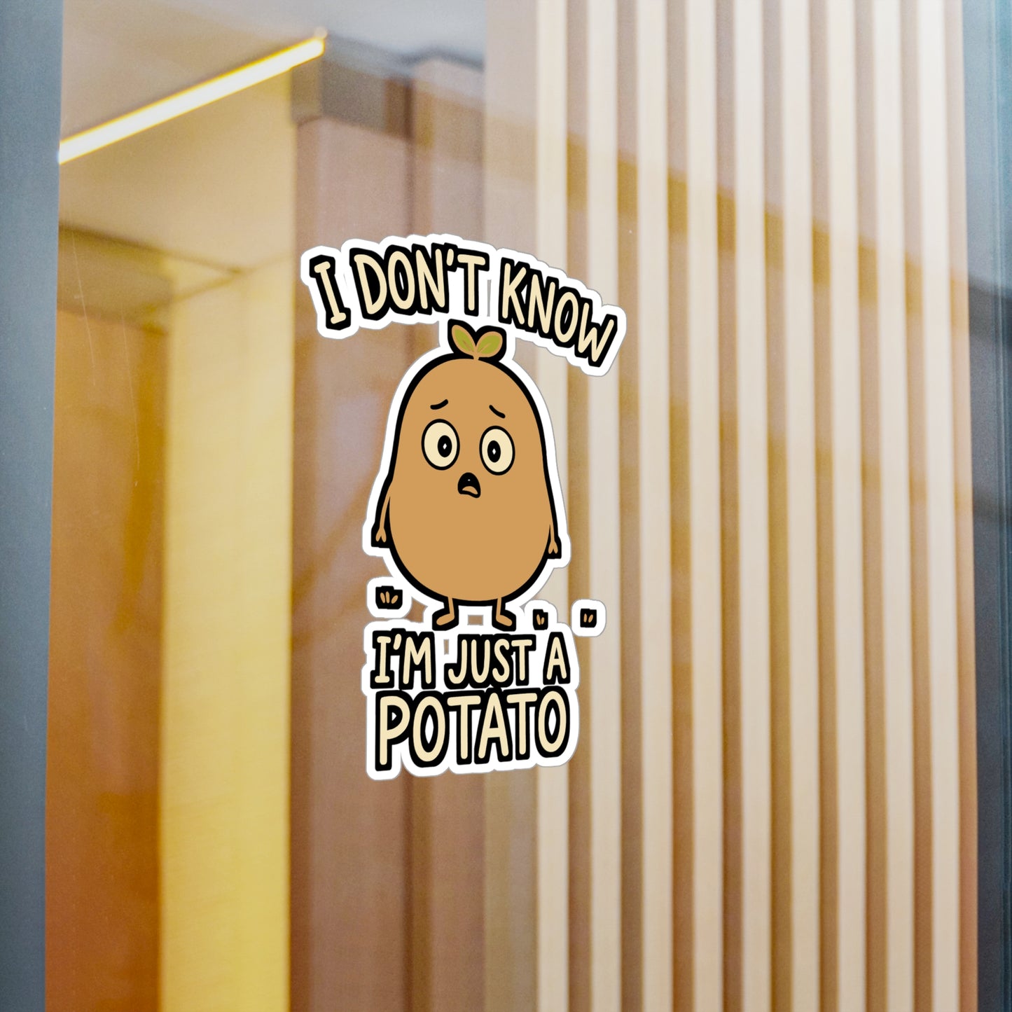 Vegan Sticker "I Don't Know I'm Just a Potato" Funny Potato Decals for Laptop or Water Bottle, Waterproof Vinyl, Vegetarian Gift for Veganism Fans