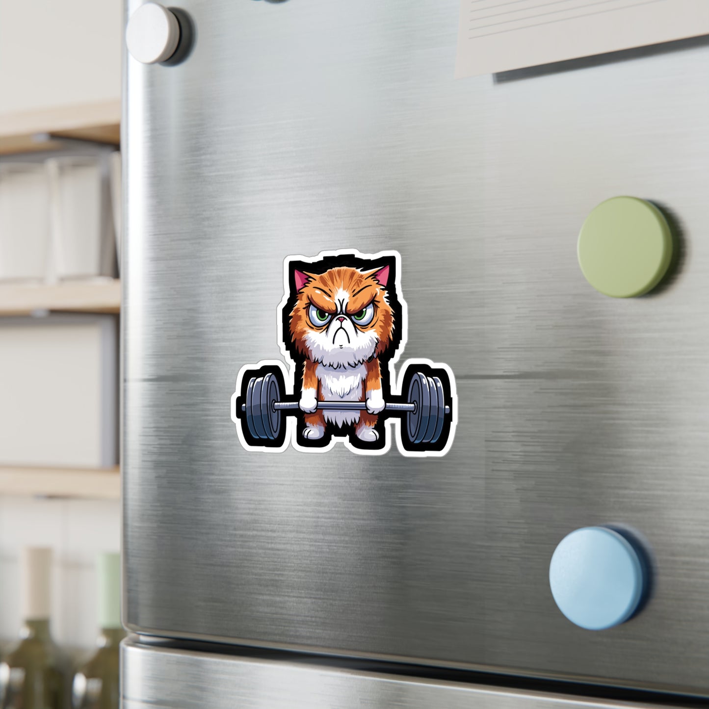 Deadlift Cat Bodybuilding - Weightlifting Sticker for Laptop Sticker. Water Bottle Sticker, Vinyl Muscles Decal - Weightlifting Gift