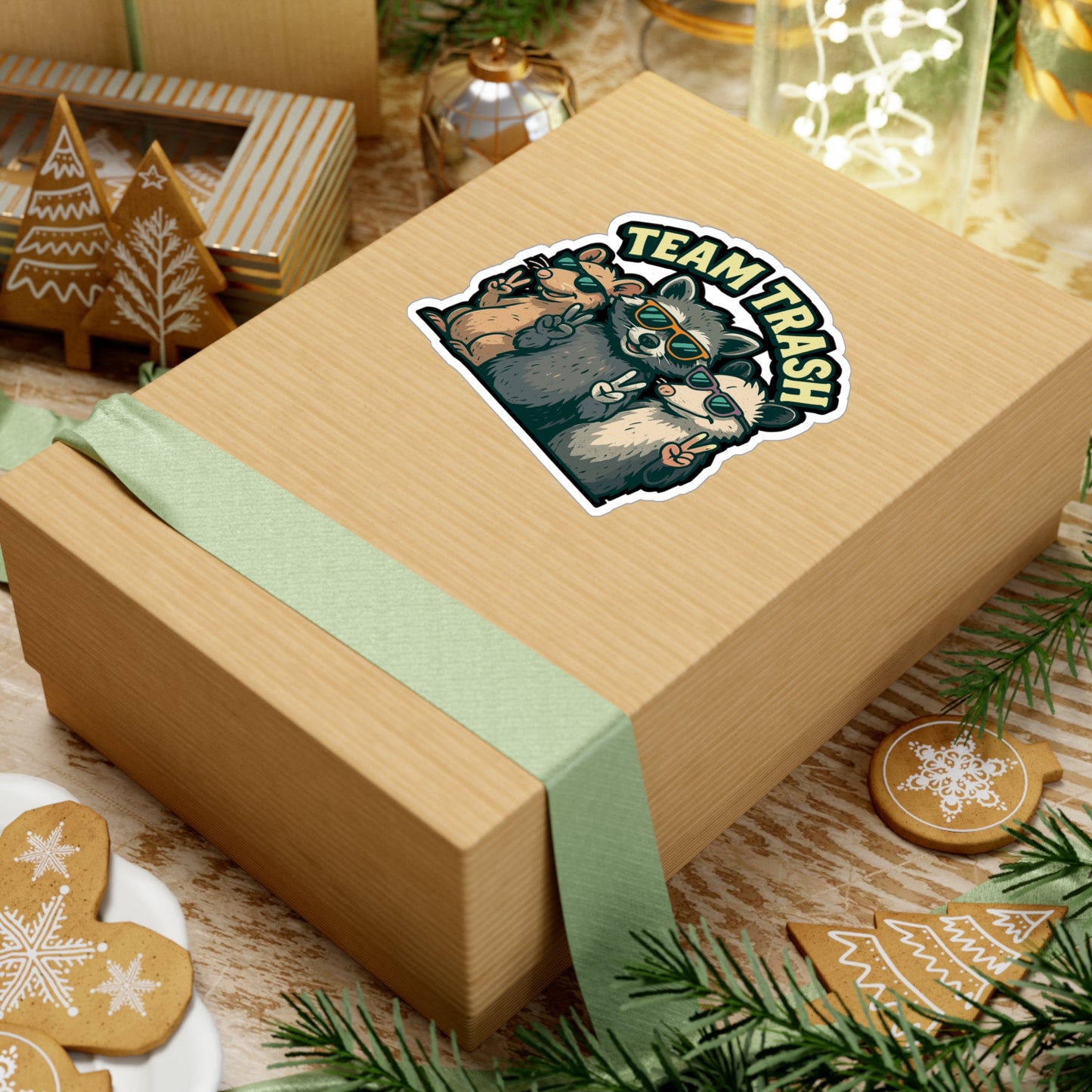Team Trash - Raccoon Sticker for Laptop or Water Bottle - Funny Gift for Animal Lovers, Teens & Friends