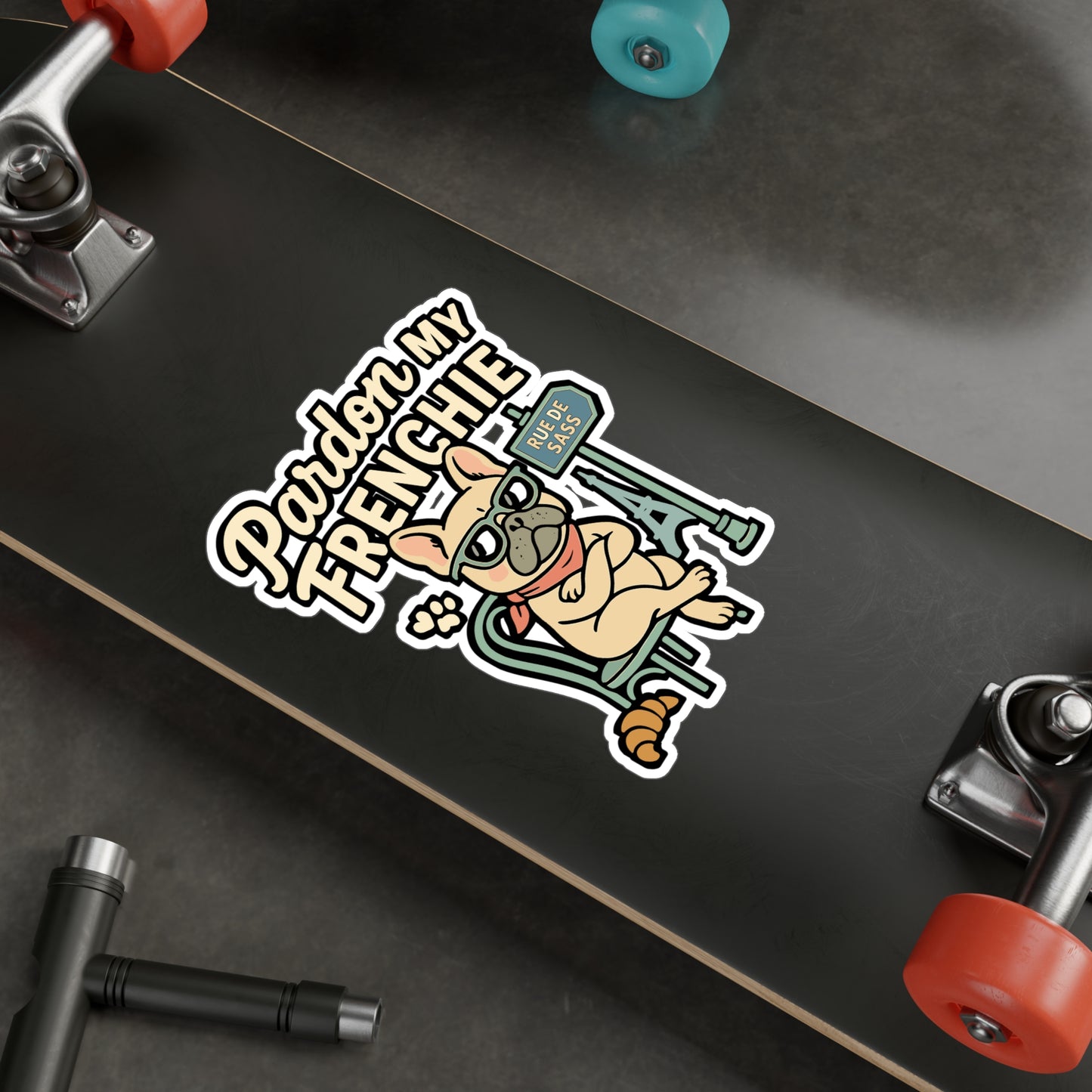 French Bulldog Sticker – "Pardon My Frenchie" Funny Decals for Laptop, Water Bottle, Pets, Vinyl Dog Decor, Waterproof Frenchie Gift