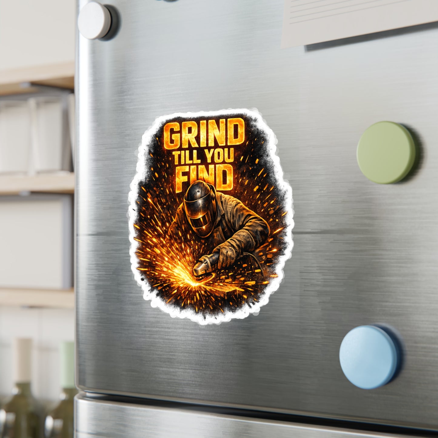 Welder Sticker Grind till you find Welding Fabricator Vinyl Waterproof Sticker Decals for Laptop Water Bottle Arch Design