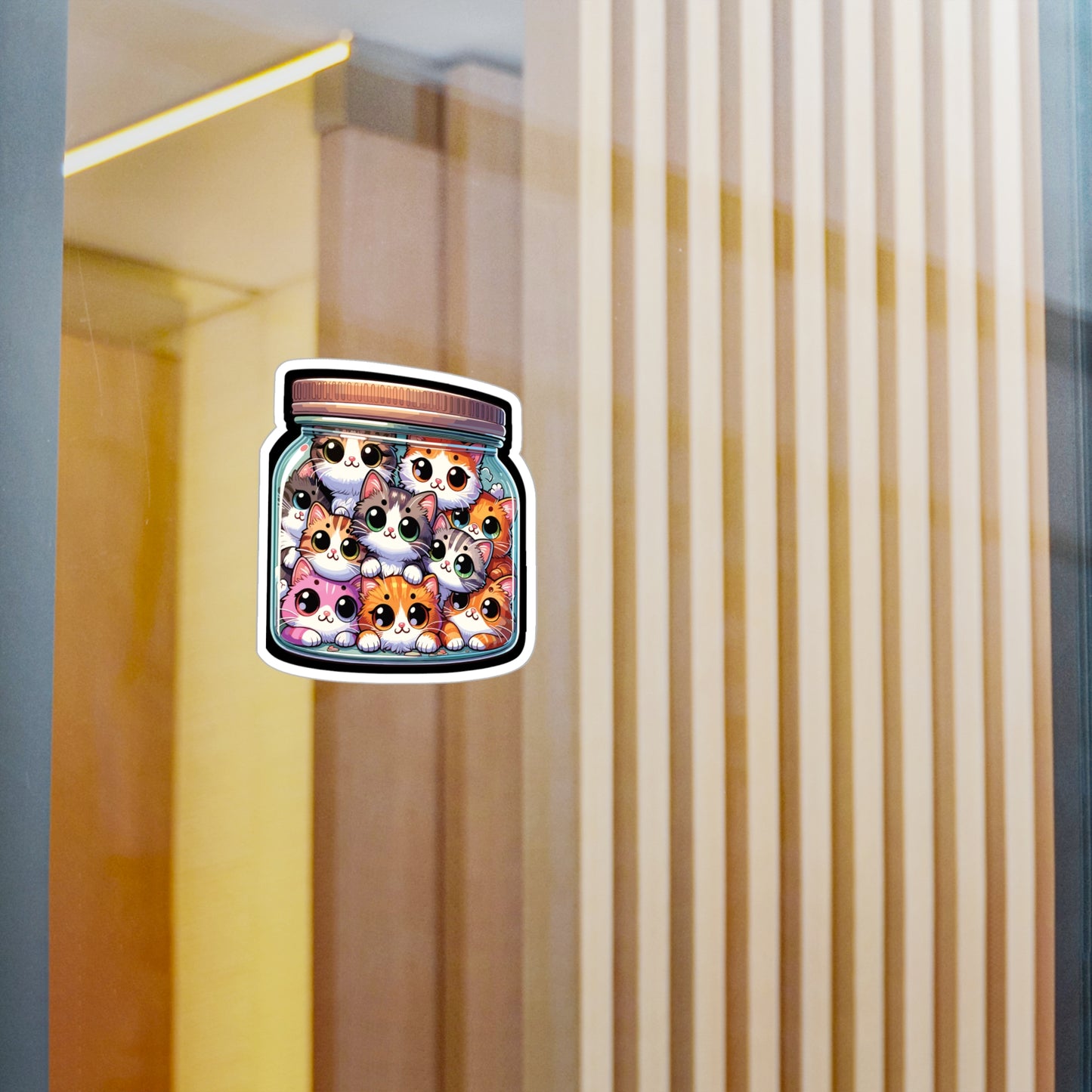 Cute Cats in a Jar - Cats Sticker for Car Window Laptop Sticker. Water Bottle Sticker, Vinyl Jar Decal, Adorable Sticker - Cats Gift