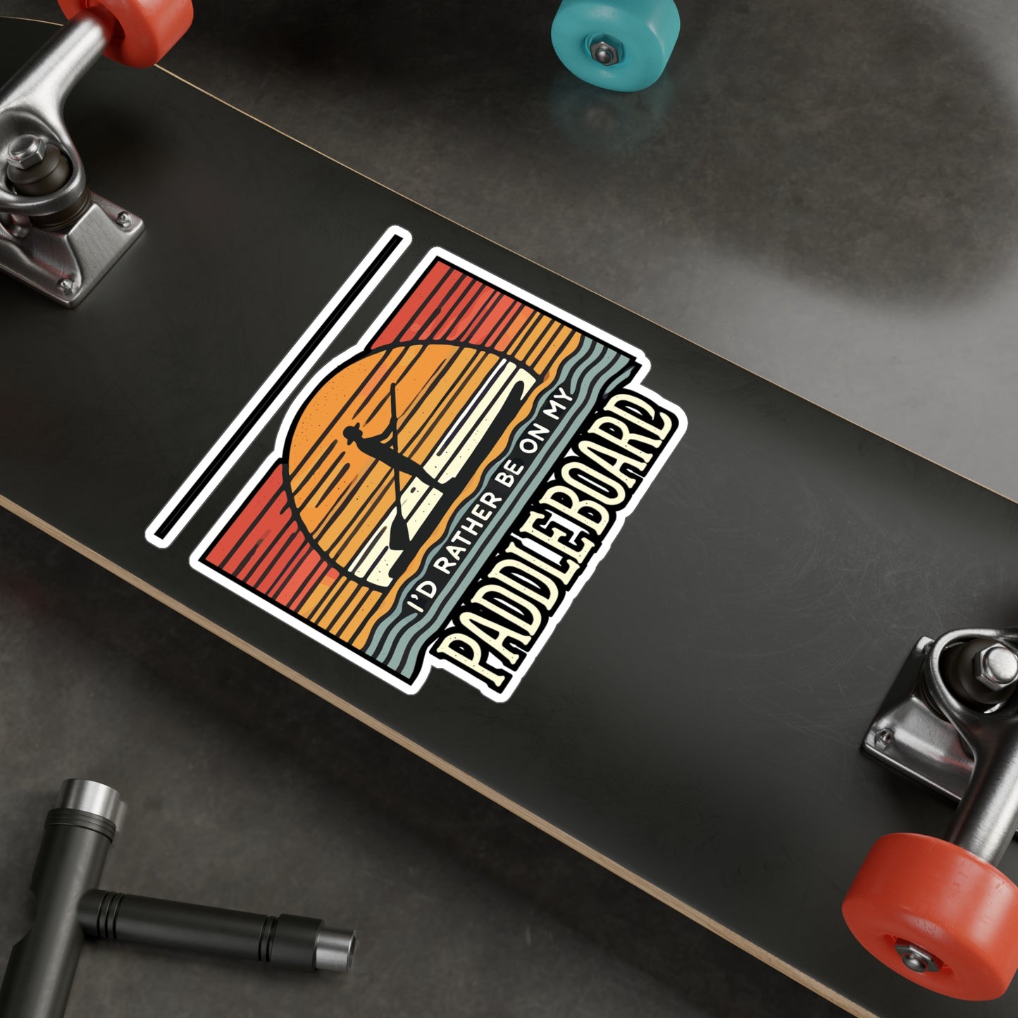I'd Rather Be On My Paddle Board – Paddleboarding Vinyl Sticker for Laptop or Water Bottle | Surfer & Outdoor Gift